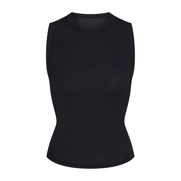 NikeSKIMS WEIGHTLESS LAYERS SLEEVELESS TOP | OBSIDIAN FLAT ON A WHITE BACKGROUND | FLT