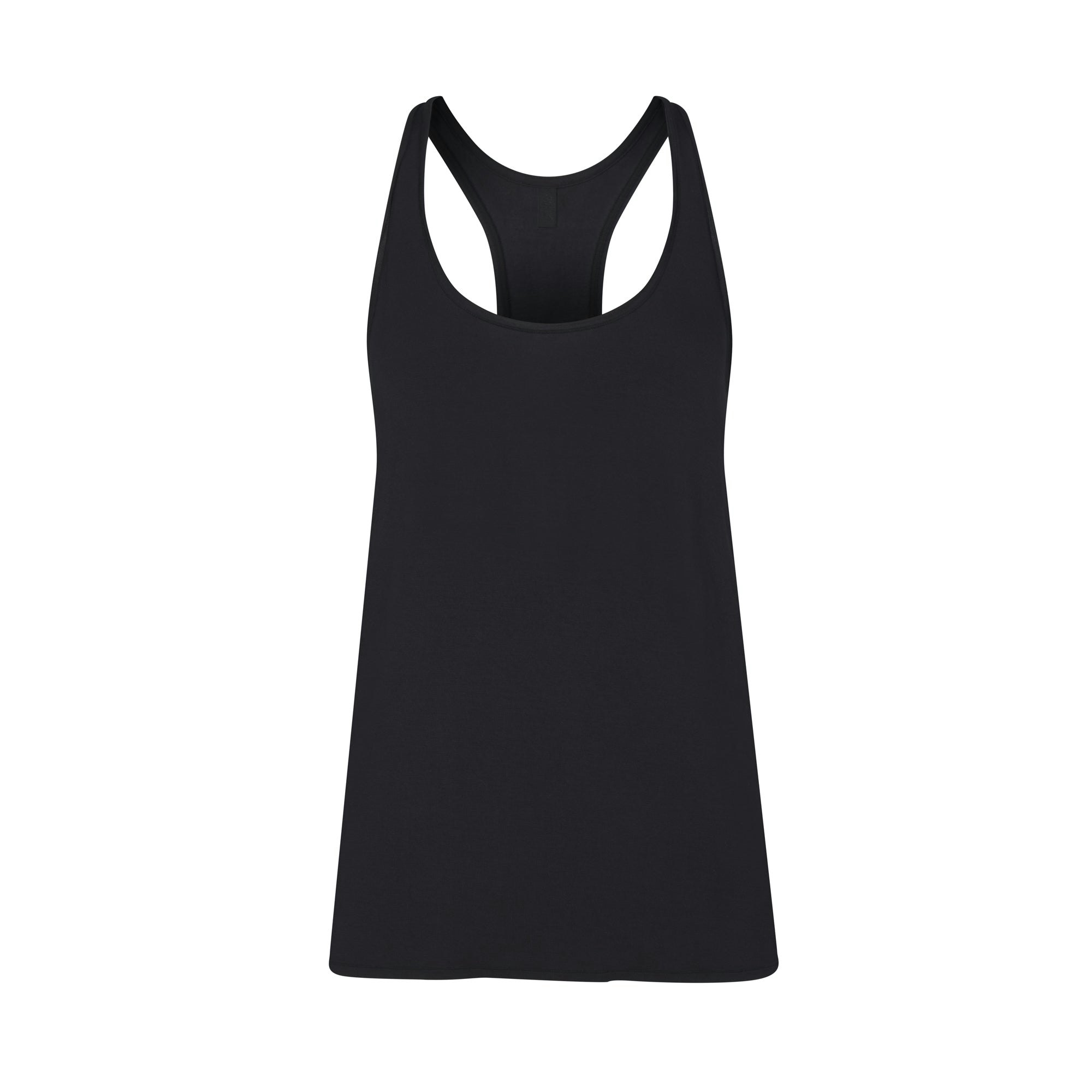 SKIMS SLEEP LOOSE TANK | ONYX (TANKS, SLEEP) LAYS FLAT ON A WHITE BACKGROUND | FLT