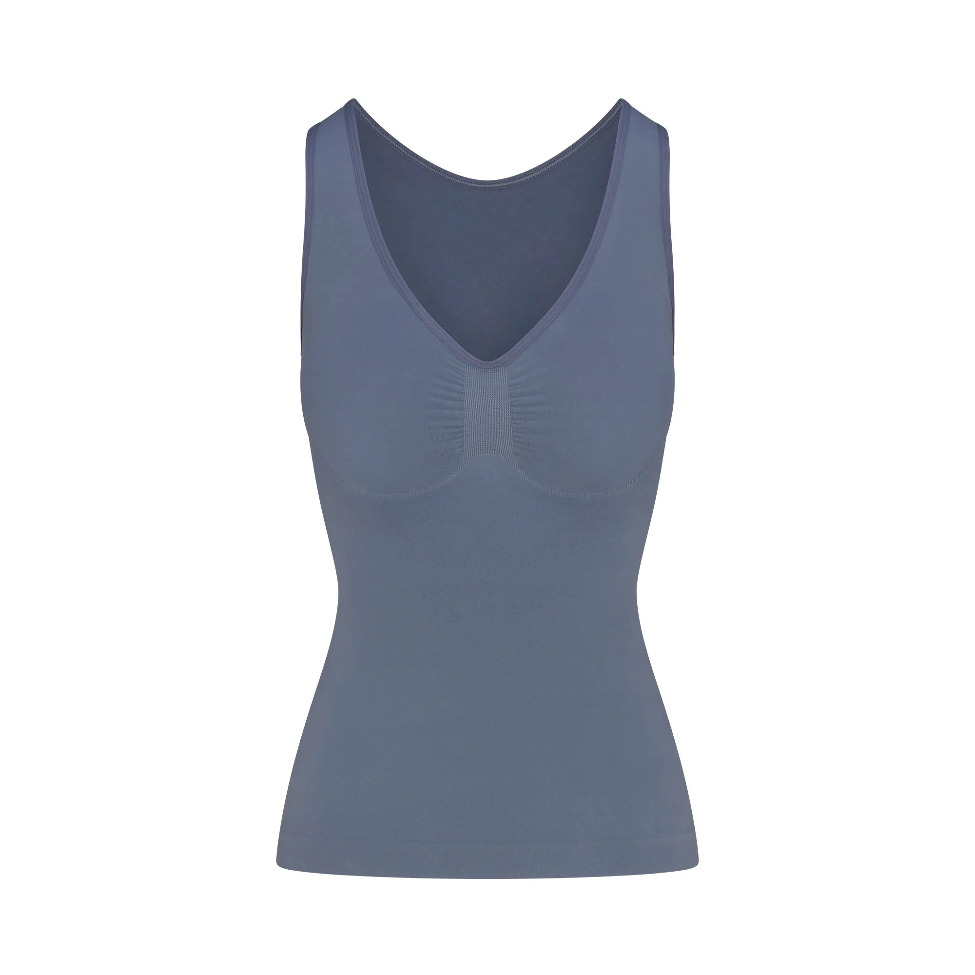 SEAMLESS SCULPT TANK | STEEL BLUE FLAT ON A WHITE BACKGROUND | FLT
