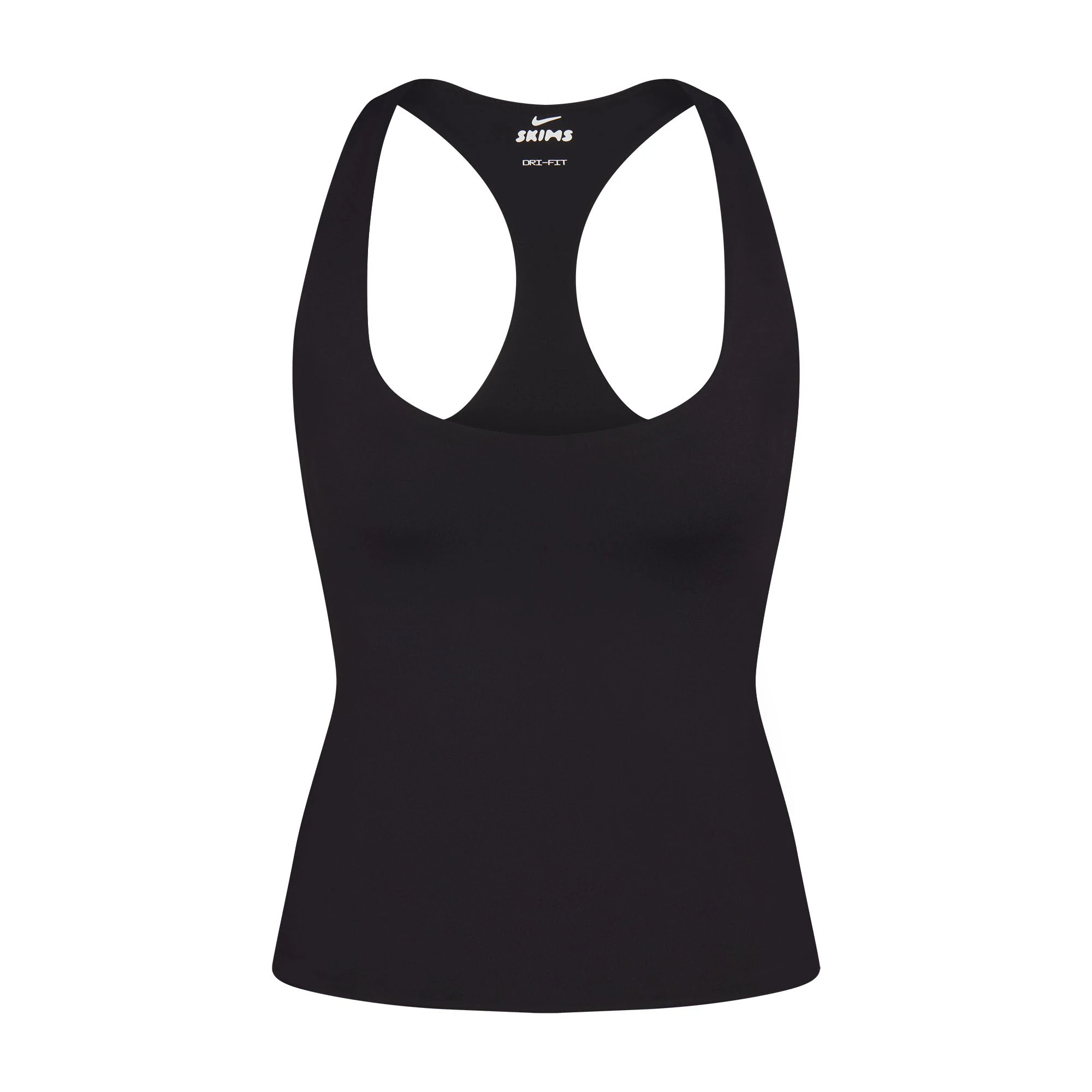 NikeSKIMS MATTE RACER BACK TANK | OBSIDIAN FLAT ON A WHITE BACKGROUND | FLT
