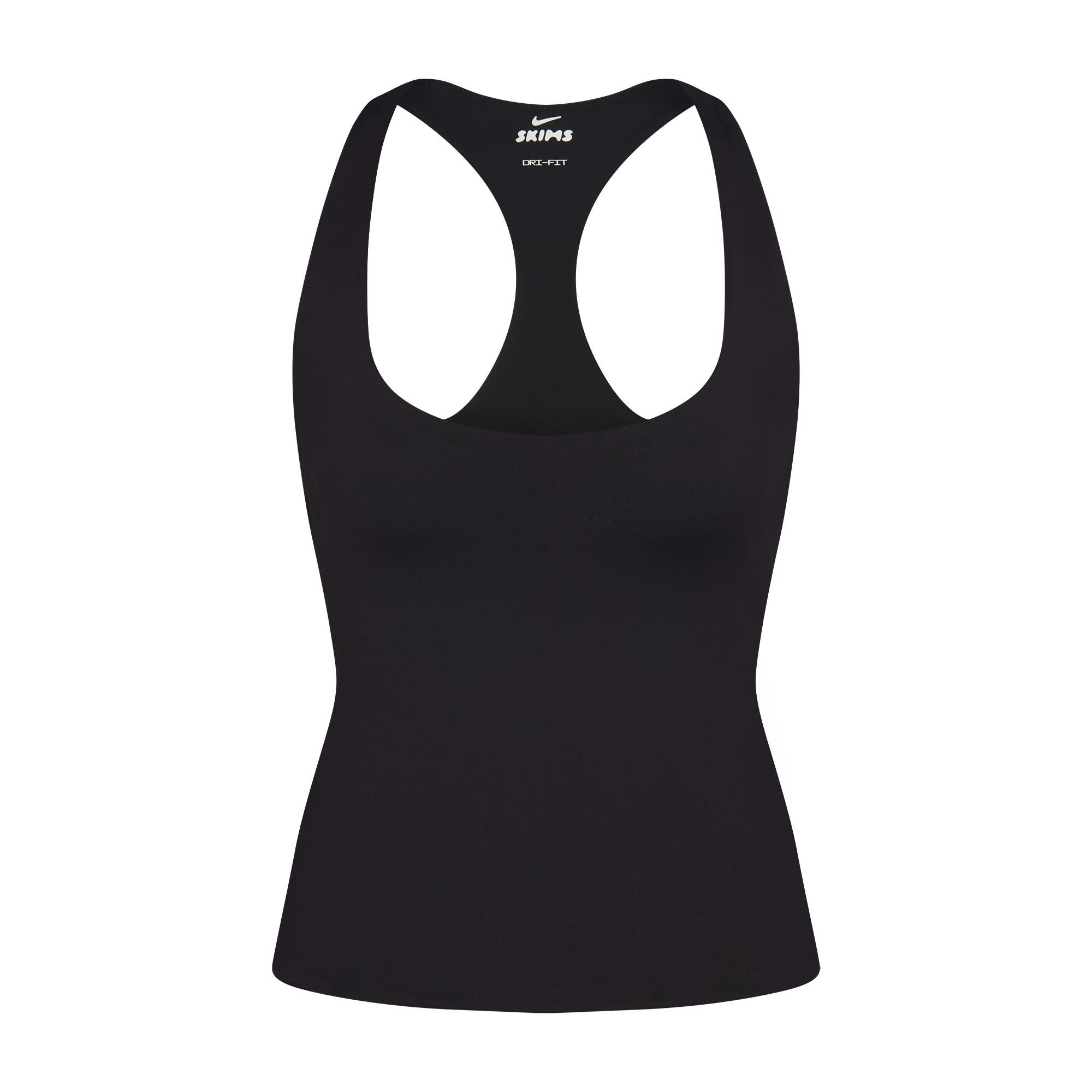 NikeSKIMS MATTE RACER BACK TANK | OBSIDIAN FLAT ON A WHITE BACKGROUND | FLT