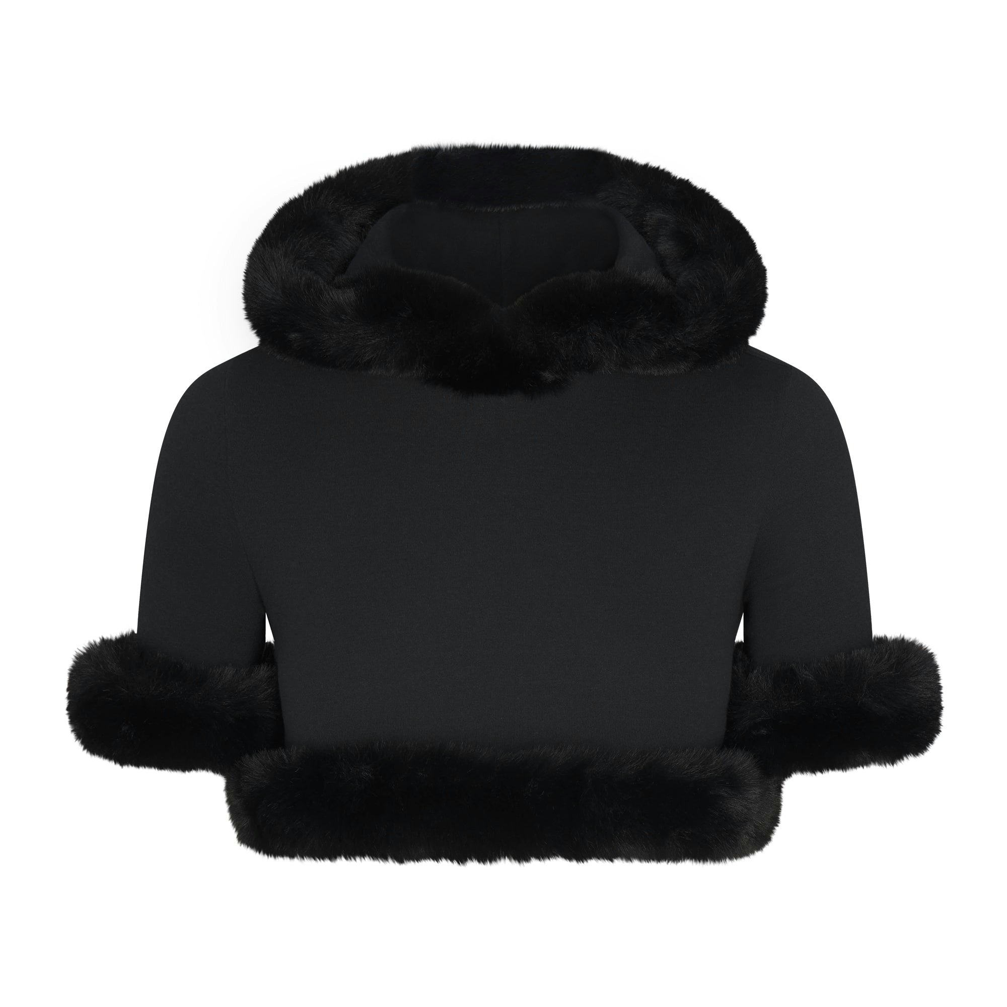 SKIMS CLOUD SHRUNKEN HOODIE | ONYX FLAT ON A WHITE BACKGROUND | FLT