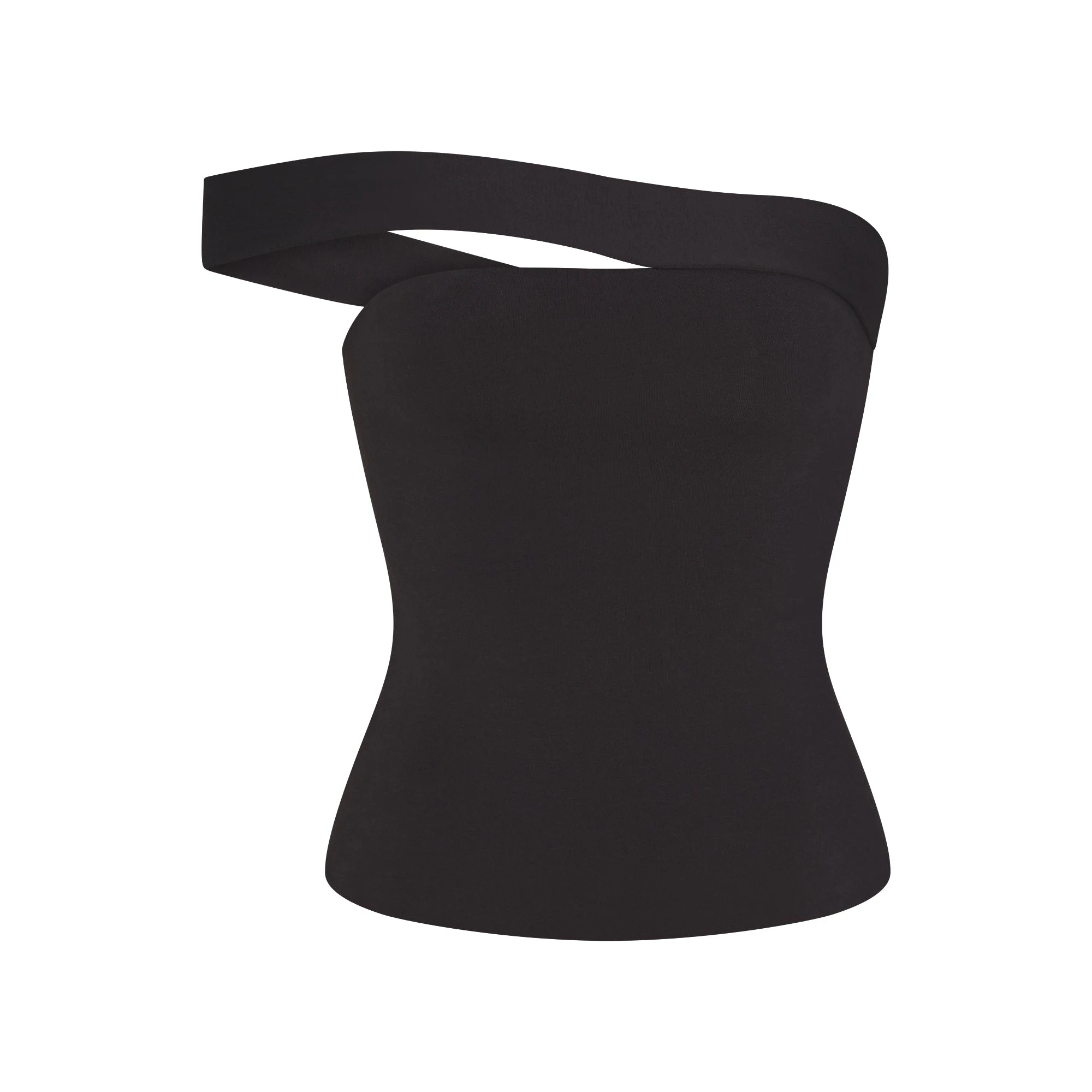 COTTON JERSEY ASYMMETRICAL TUBE TOP | SOOT FLAT ON A WHITE BACKGROUND | FLT
