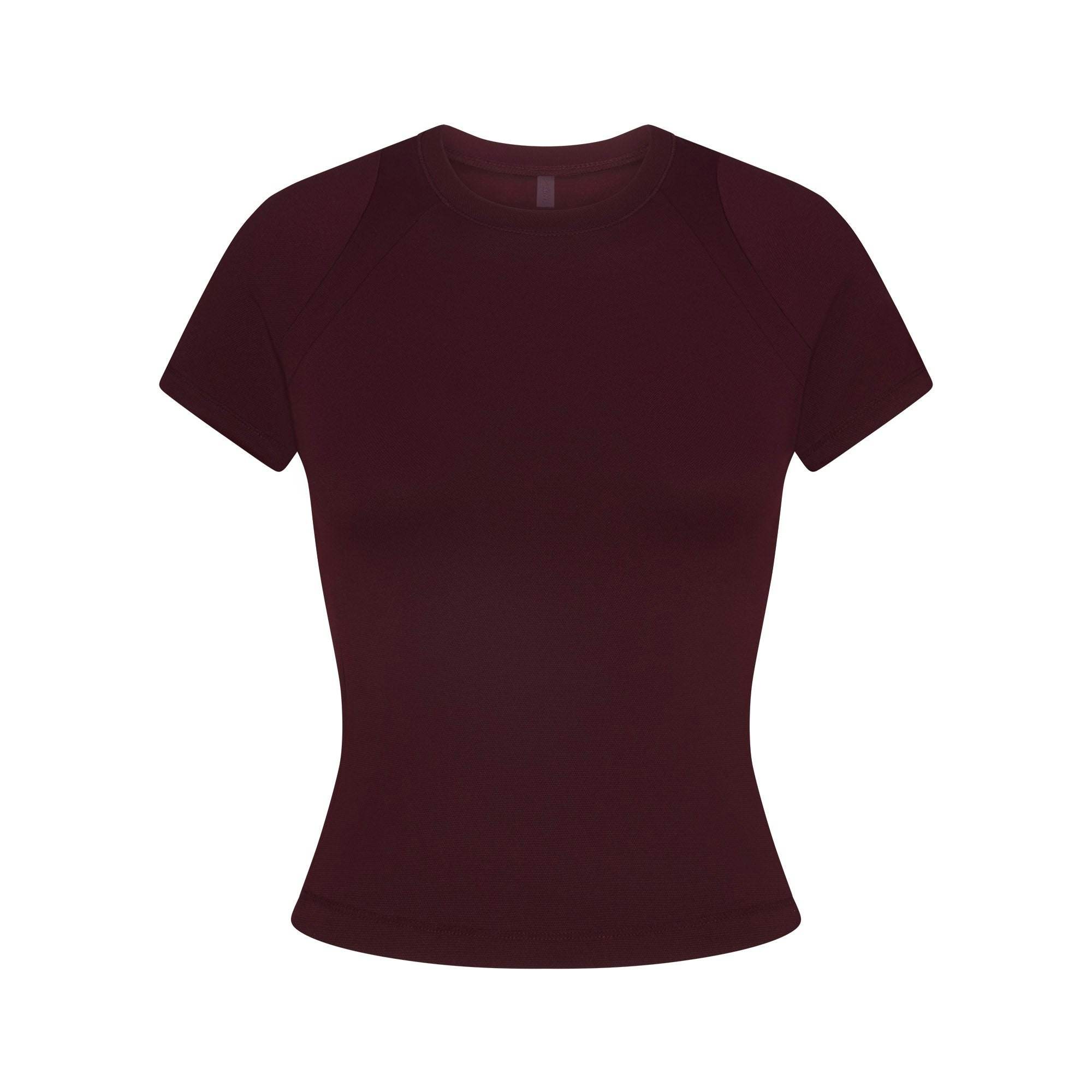 NikeSKIMS AIRY BABY TEE | CURRANT FLAT ON A WHITE BACKGROUND | FLT