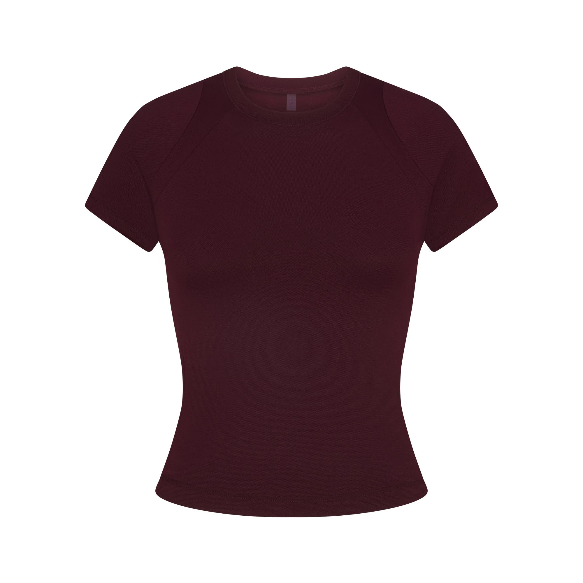 NikeSKIMS AIRY BABY TEE | CURRANT FLAT ON A WHITE BACKGROUND | FLT