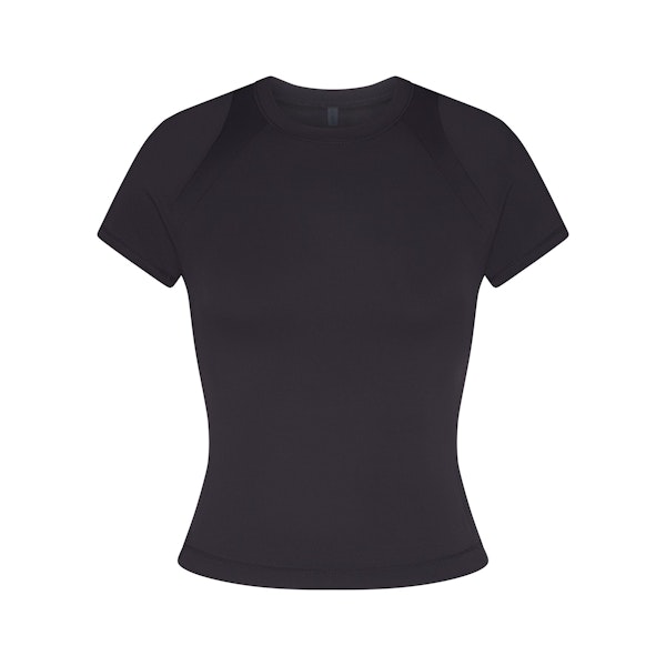 NikeSKIMS AIRY BABY TEE | OBSIDIAN FLAT ON A WHITE BACKGROUND | FLT