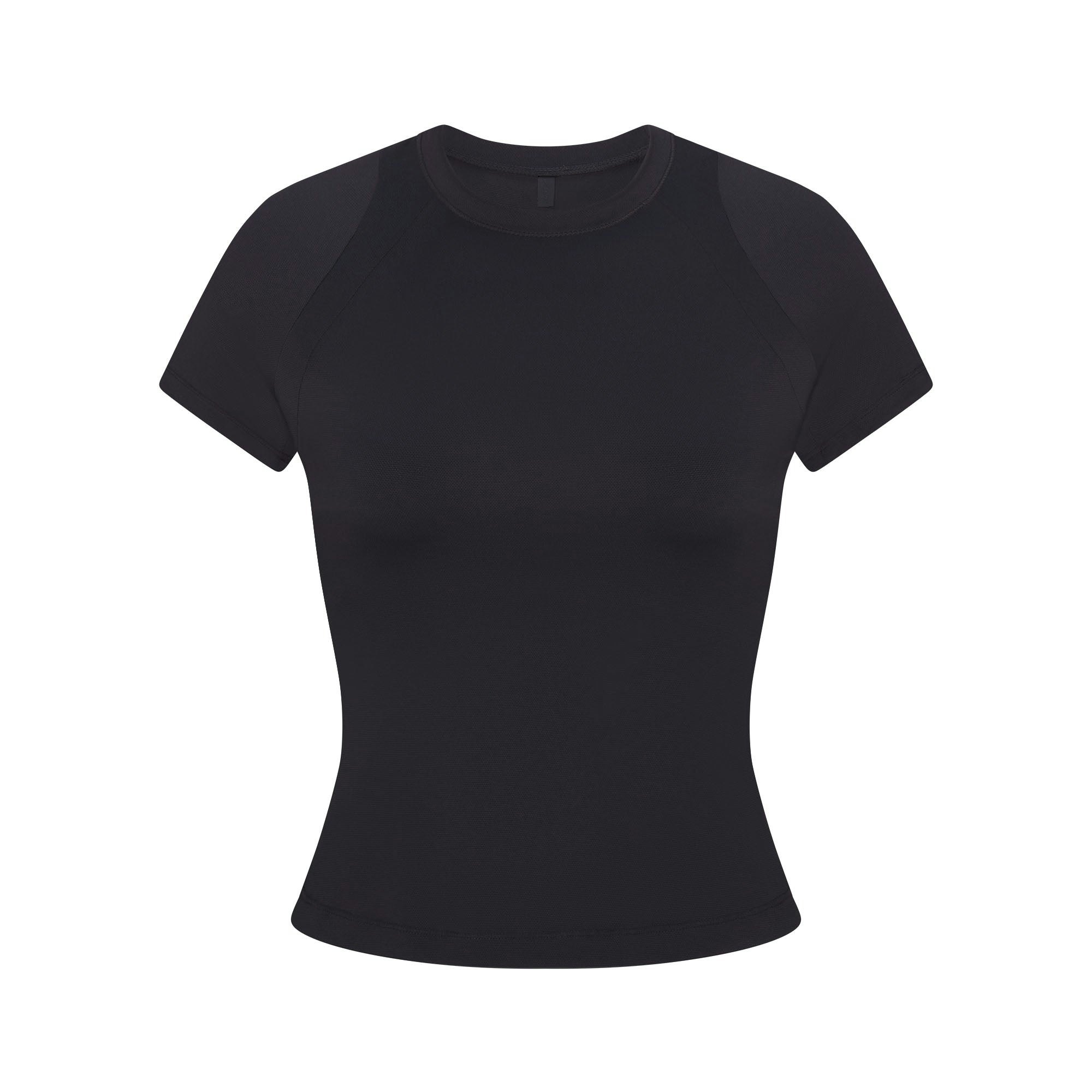 NikeSKIMS AIRY BABY TEE | OBSIDIAN FLAT ON A WHITE BACKGROUND | FLT