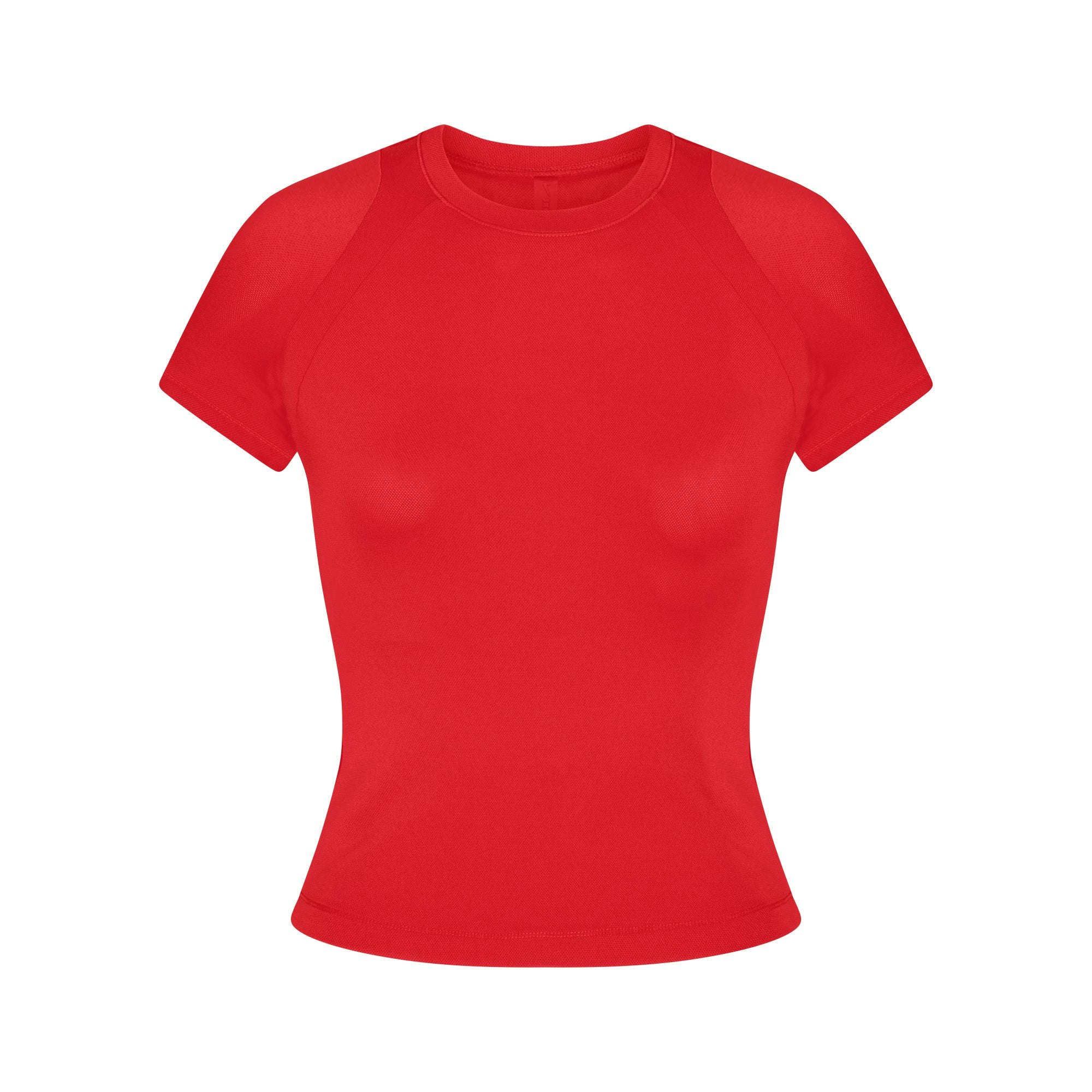 NikeSKIMS AIRY BABY TEE | RUBY FLAT ON A WHITE BACKGROUND | FLT