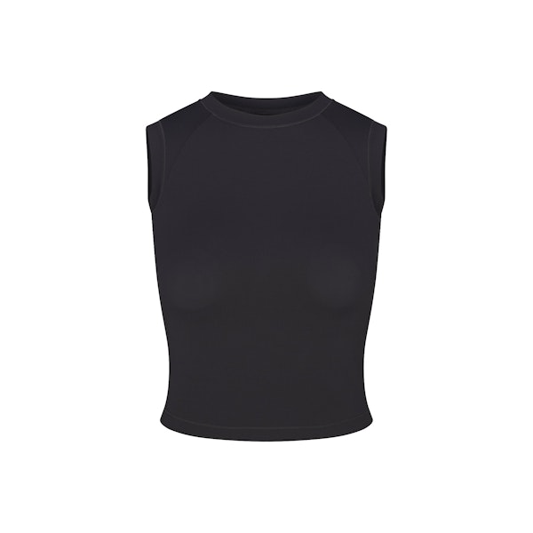 NikeSKIMS AIRY MUSCLE TEE | OBSIDIAN FLAT ON A WHITE BACKGROUND | FLT