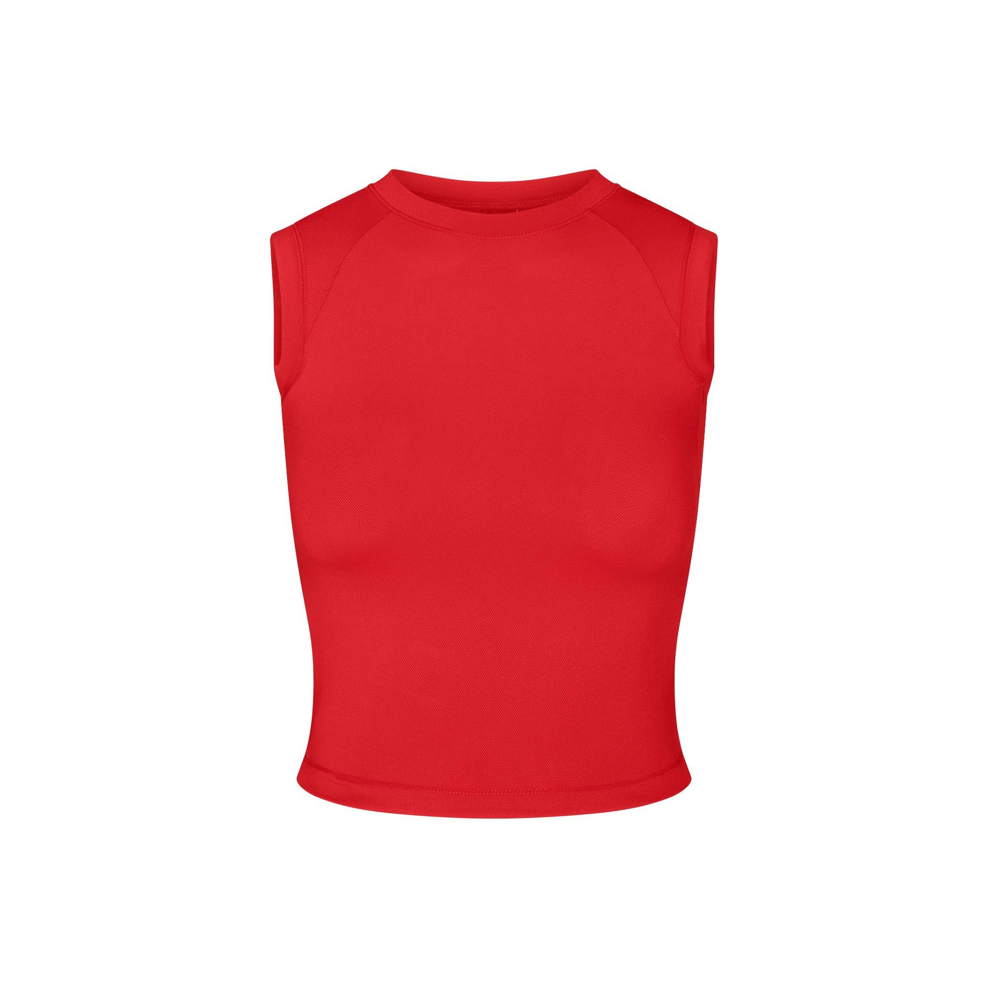 NikeSKIMS AIRY MUSCLE TEE | RUBY FLAT ON A WHITE BACKGROUND | FLT