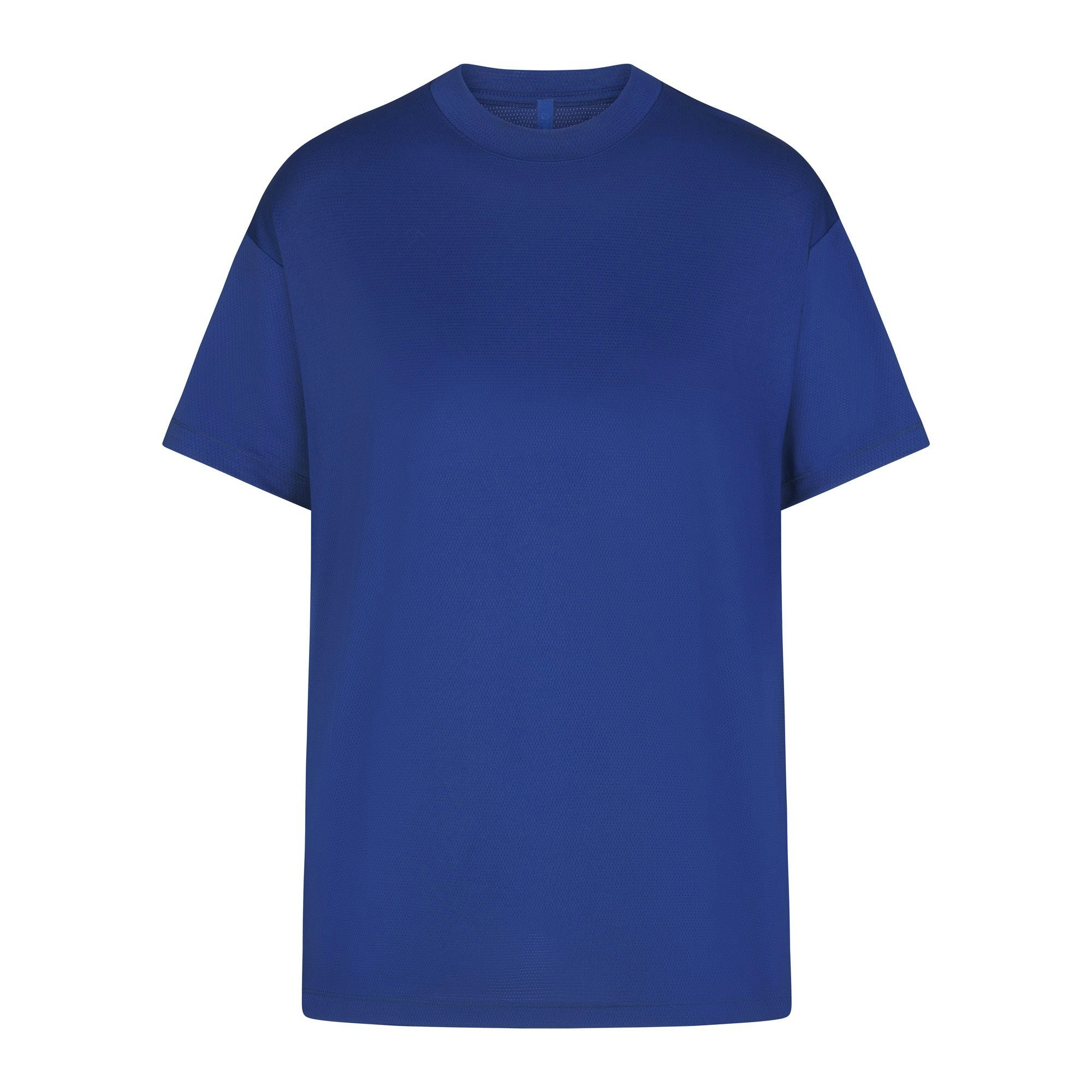 SKIMS TRACK MESH OVERSIZED T-SHIRT | COBALT (T-SHIRTS, TOPS) LAYS FLAT ON A WHITE BACKGROUND | FLT