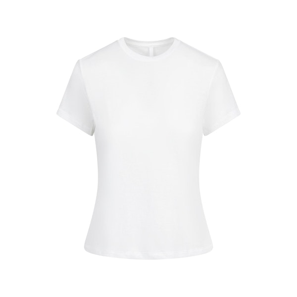 SHEER COTTON JERSEY T-SHIRT | SNOW FLAT ON A WHITE BACKGROUND | FLT