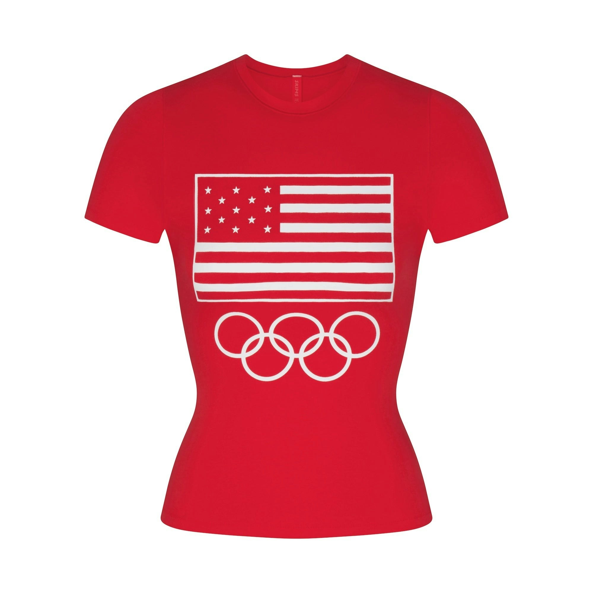 SKIMS FOR TEAM USA COTTON JERSEY OLYMPIC T-SHIRT RED