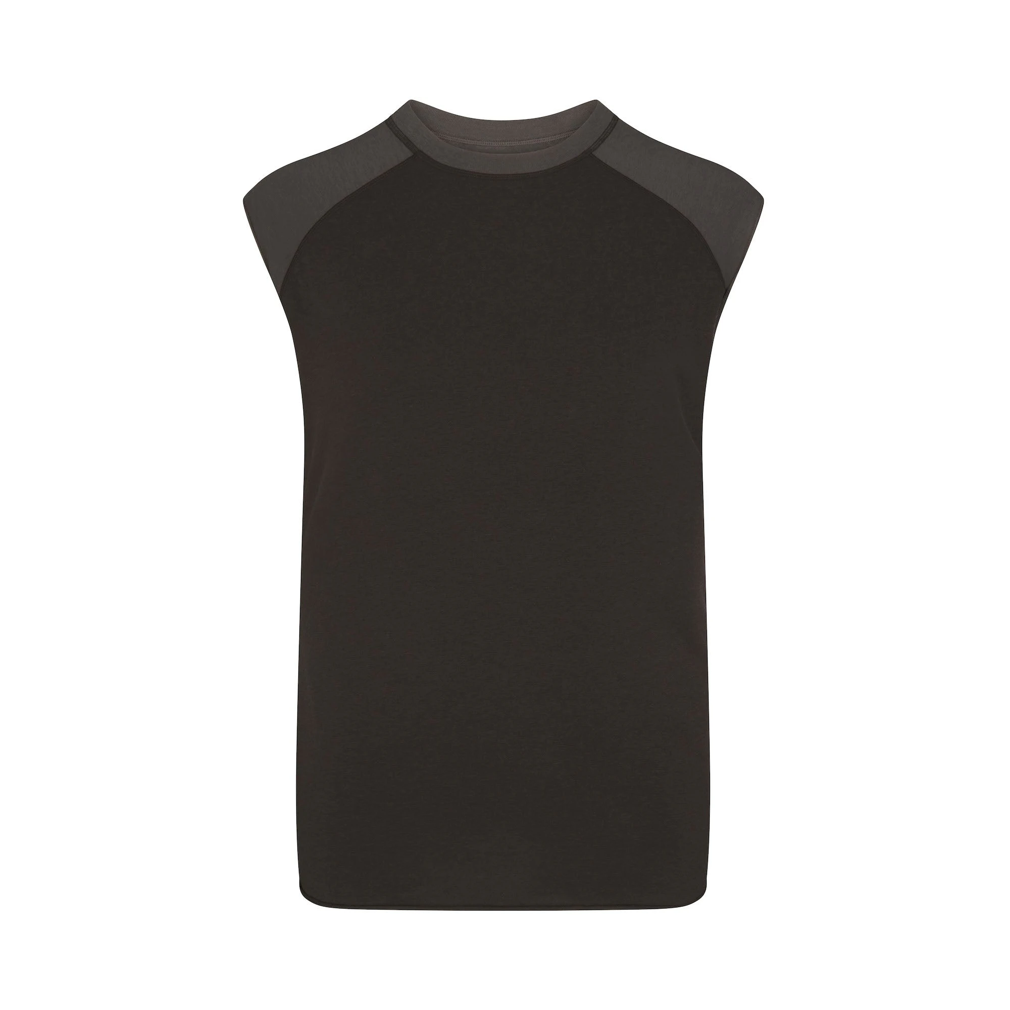 BOYFRIEND RAGLAN MUSCLE TANK | ONYX ASH MULTI (TANKS, TOPS) LAYS FLAT ON A WHITE BACKGROUND