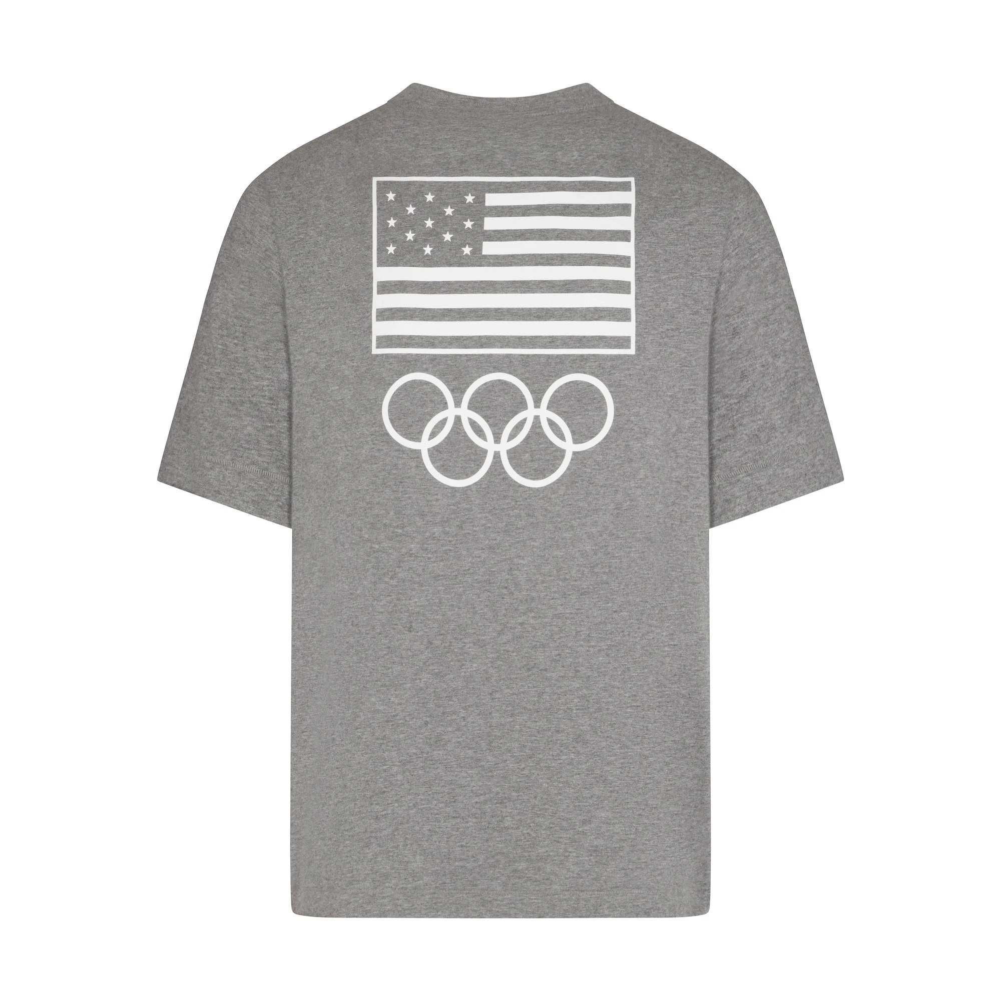 SKIMS FOR TEAM USA JERSEY SLEEP MENS OLYMPIC T-SHIRT | HEATHER GREY FLAT ON A WHITE BACKGROUND | FLT