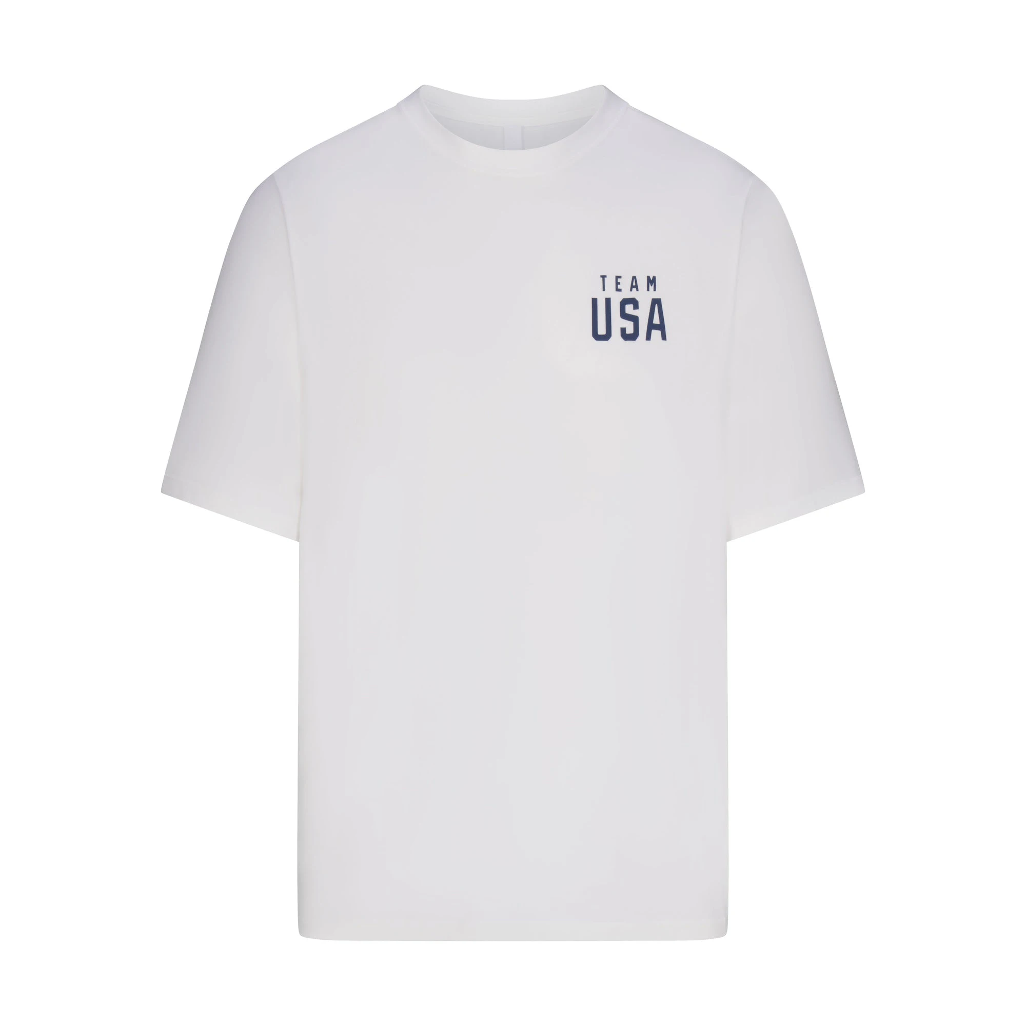 SKIMS FOR TEAM USA JERSEY SLEEP MENS PARALYMPIC T-SHIRT | WHITE (MENS T-SHIRTS, MENS TOPS) FLAT ON A WHITE BACKGROUND