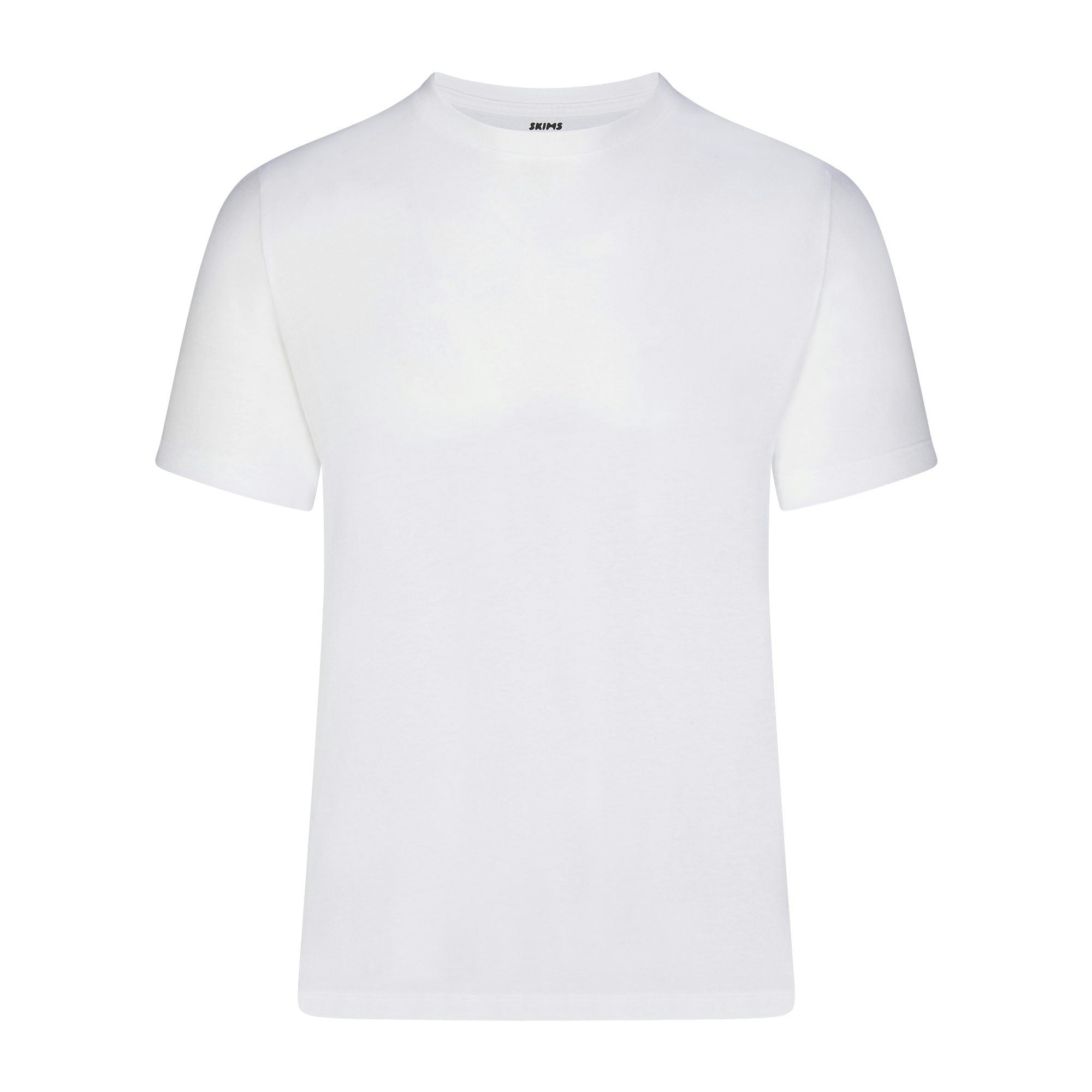 SKIMS COTTON MENS CLASSIC T-SHIRT | CHALK (MENS T-SHIRTS, MENS TOPS) LAYS FLAT ON A WHITE BACKGROUND | FLT
