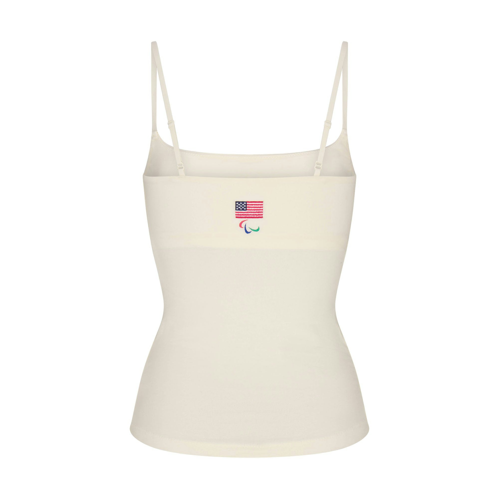 SKIMS FOR TEAM USA COTTON JERSEY PARALYMPIC CAMI | ECRUON A MODEL FRONT VIEW @ | FOCUS: 0.0, 1.0, 0.9