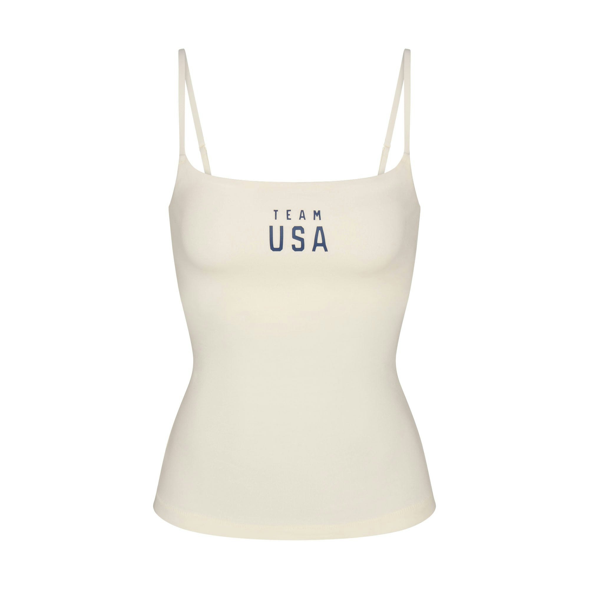 SKIMS FOR TEAM USA COTTON JERSEY PARALYMPIC CAMI | ECRUFLAT ON A WHITE BACKGROUND | FLT