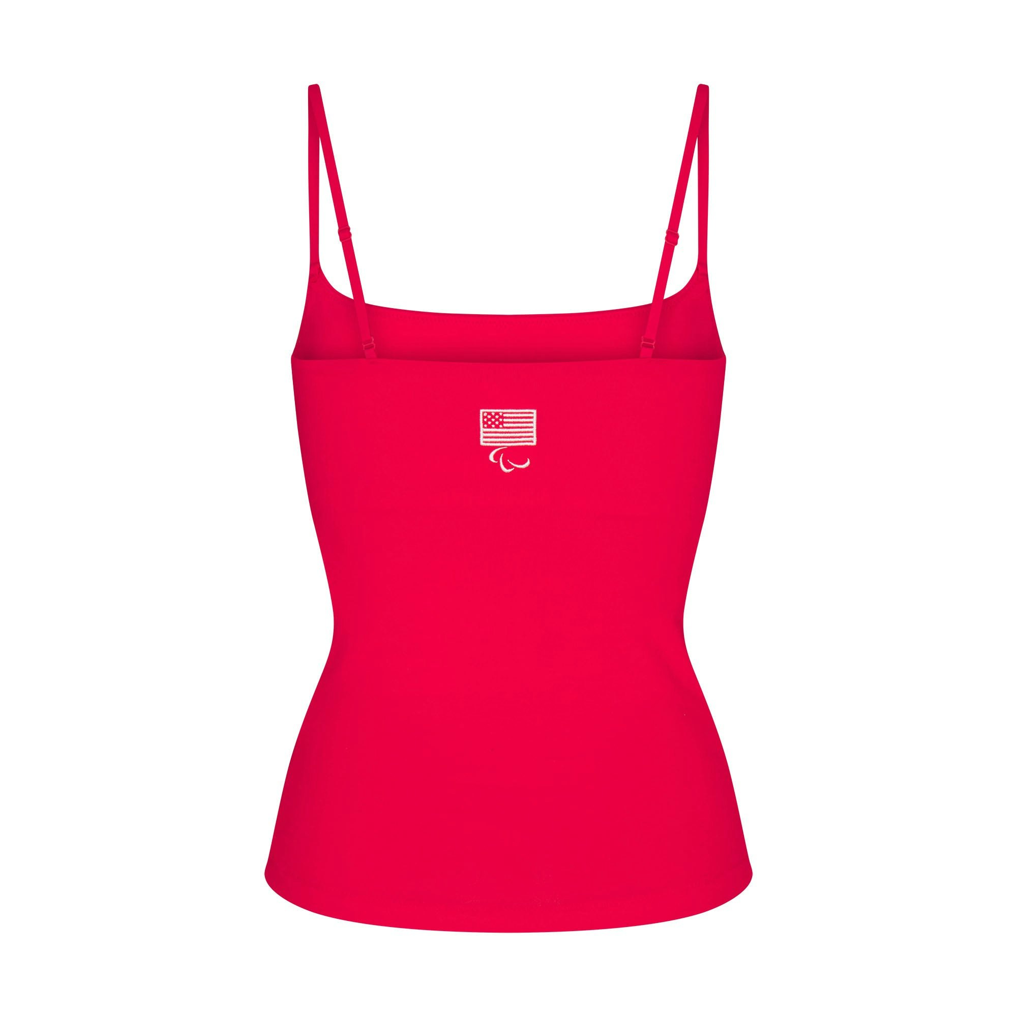 SKIMS FOR TEAM USA COTTON JERSEY PARALYMPIC CAMI | REDON A MODEL FRONT VIEW @ | FOCUS: 0.0, 1.0, 0.9