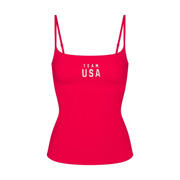 SKIMS FOR TEAM USA COTTON JERSEY PARALYMPIC CAMI | REDFLAT ON A WHITE BACKGROUND | FLT