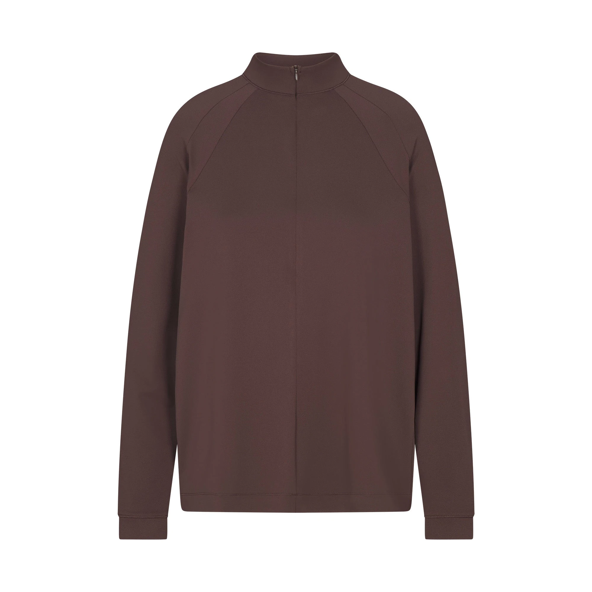 NikeSKIMS AIRY LONG SLEEVE HALF ZIP | DARK SEPIA FLAT ON A WHITE BACKGROUND | FLT