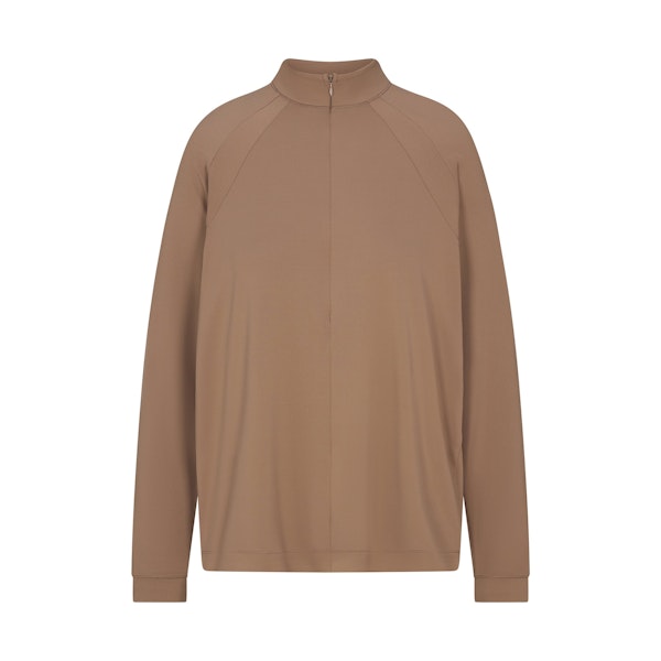 NikeSKIMS AIRY LONG SLEEVE HALF ZIP | MYRRH FLAT ON A WHITE BACKGROUND | FLT