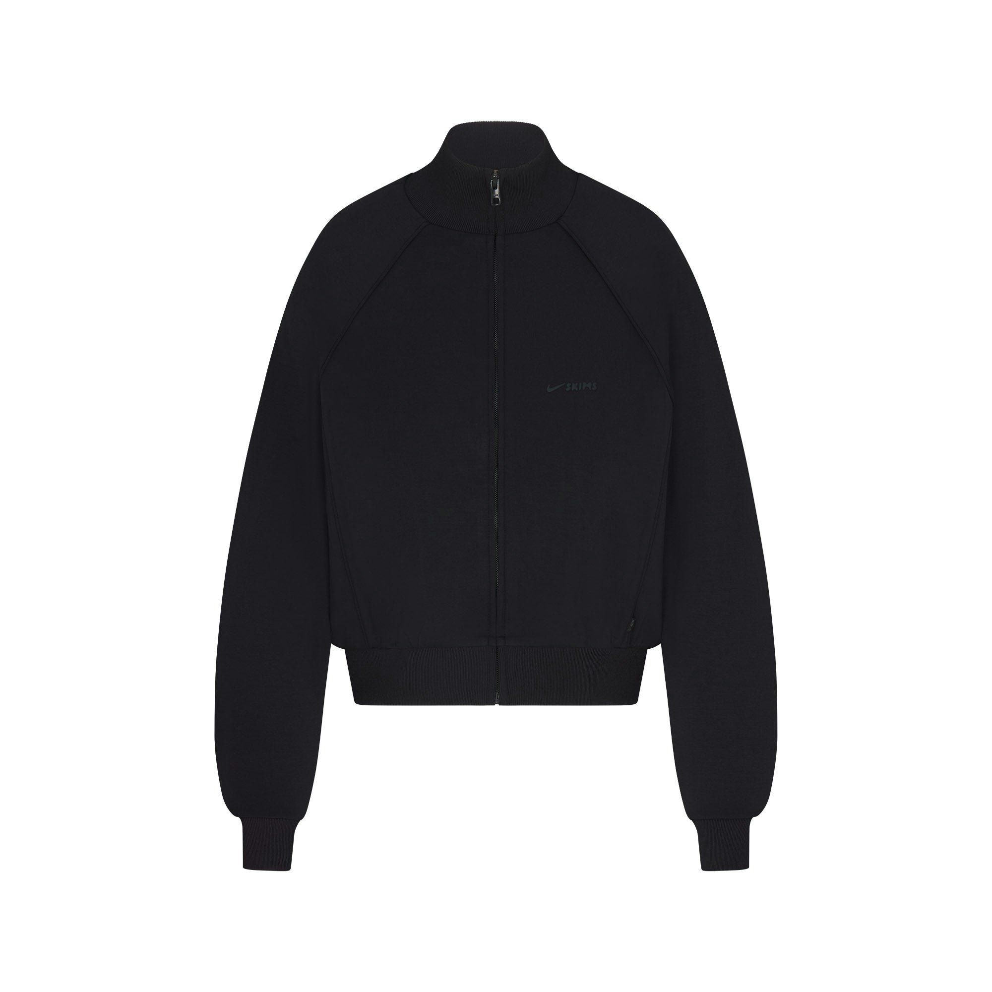 NikeSKIMS MATTE TRICOT TRACK JACKET | OBSIDIAN FLAT ON A WHITE BACKGROUND | FLT