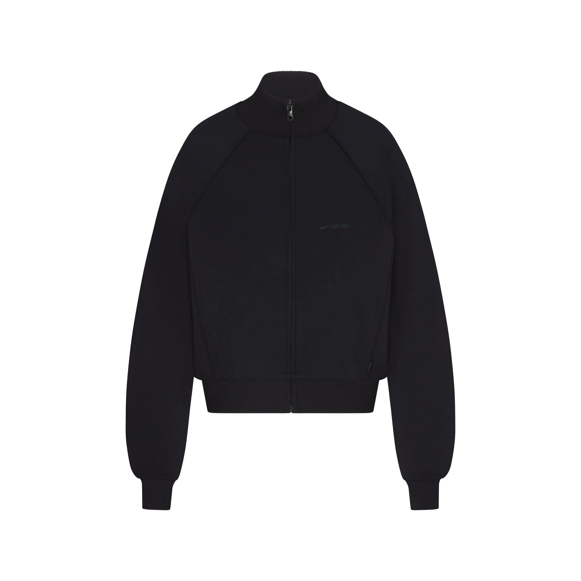 NikeSKIMS MATTE TRICOT TRACK JACKET | OBSIDIAN FLAT ON A WHITE BACKGROUND | FLT