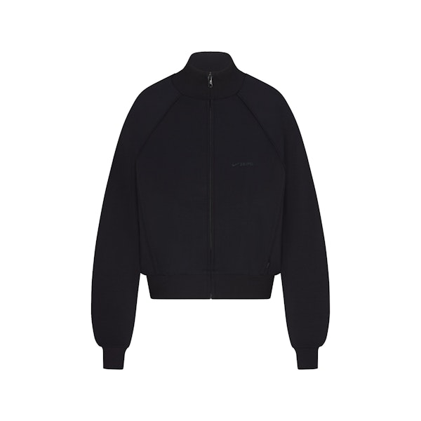 NikeSKIMS MATTE TRICOT TRACK JACKET | OBSIDIAN FLAT ON A WHITE BACKGROUND | FLT