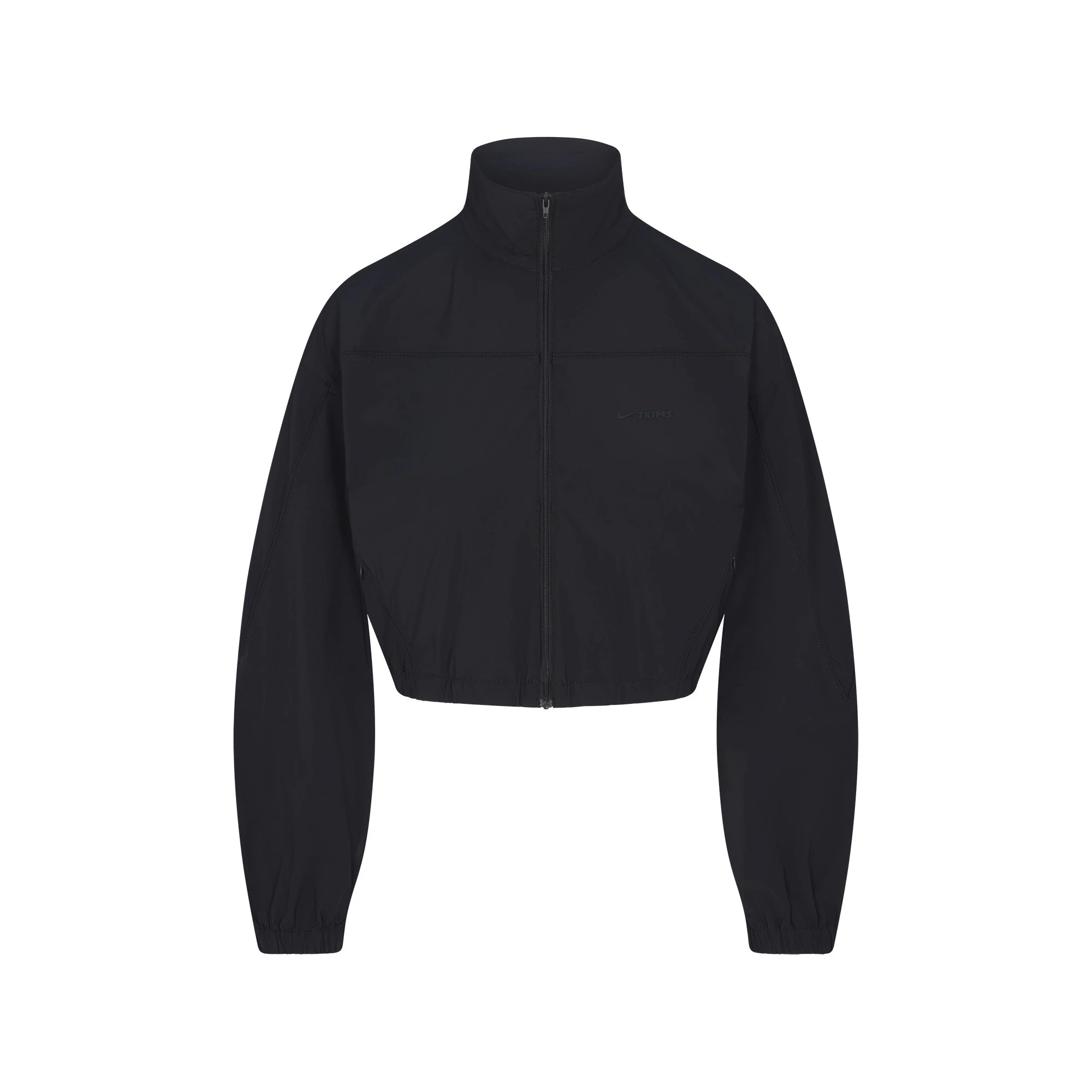 NikeSKIMS WOVEN NYLON CROP JACKET | OBSIDIAN FLAT ON A WHITE BACKGROUND | FLT