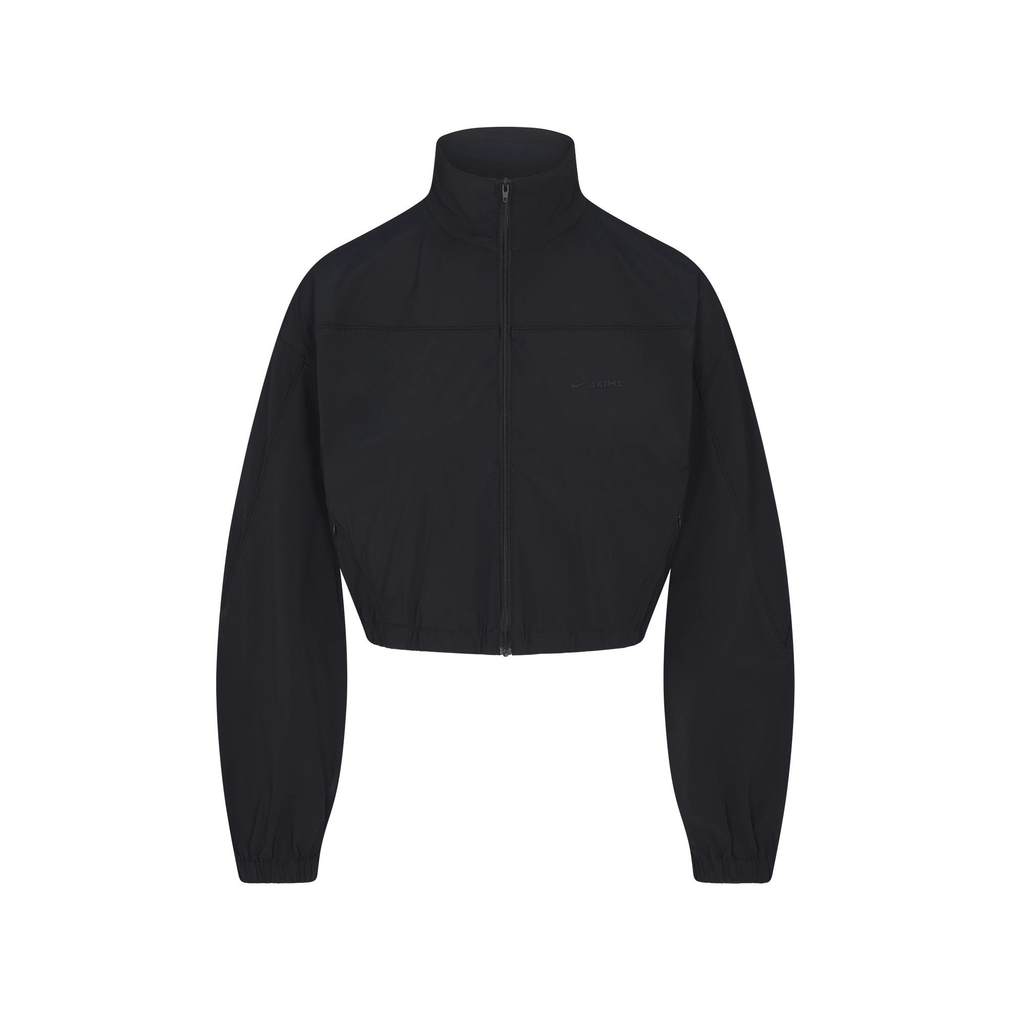 NikeSKIMS WOVEN NYLON CROP JACKET | OBSIDIAN FLAT ON A WHITE BACKGROUND | FLT