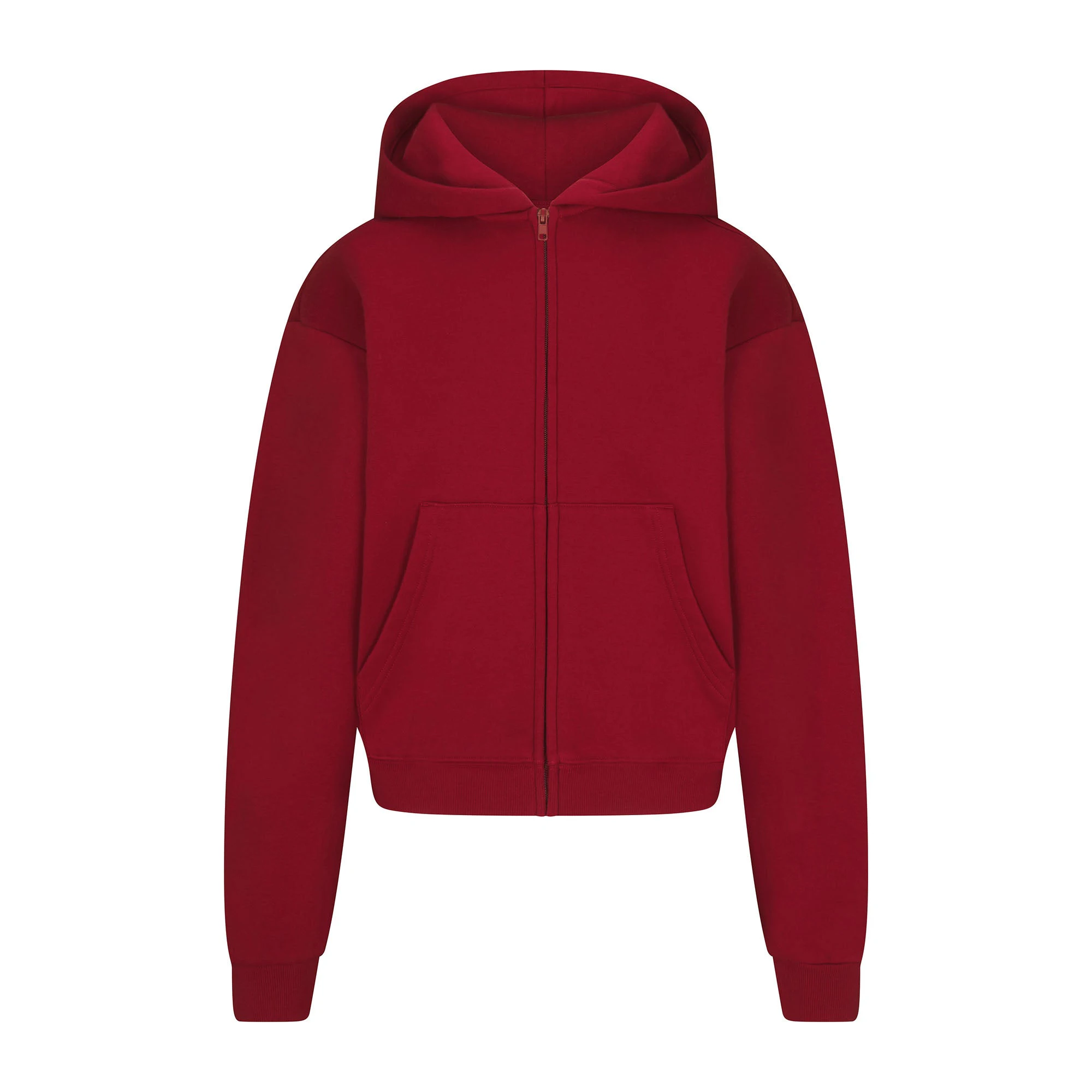 COTTON FLEECE CLASSIC ZIP UP HOODIE | BRICK FLAT ON A WHITE BACKGROUND | FLT