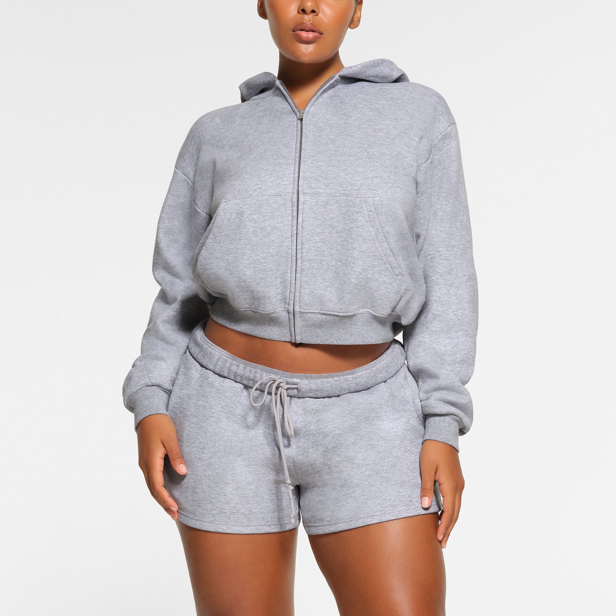 COTTON FLEECE CLASSIC ZIP UP HOODIE HEATHER GREY