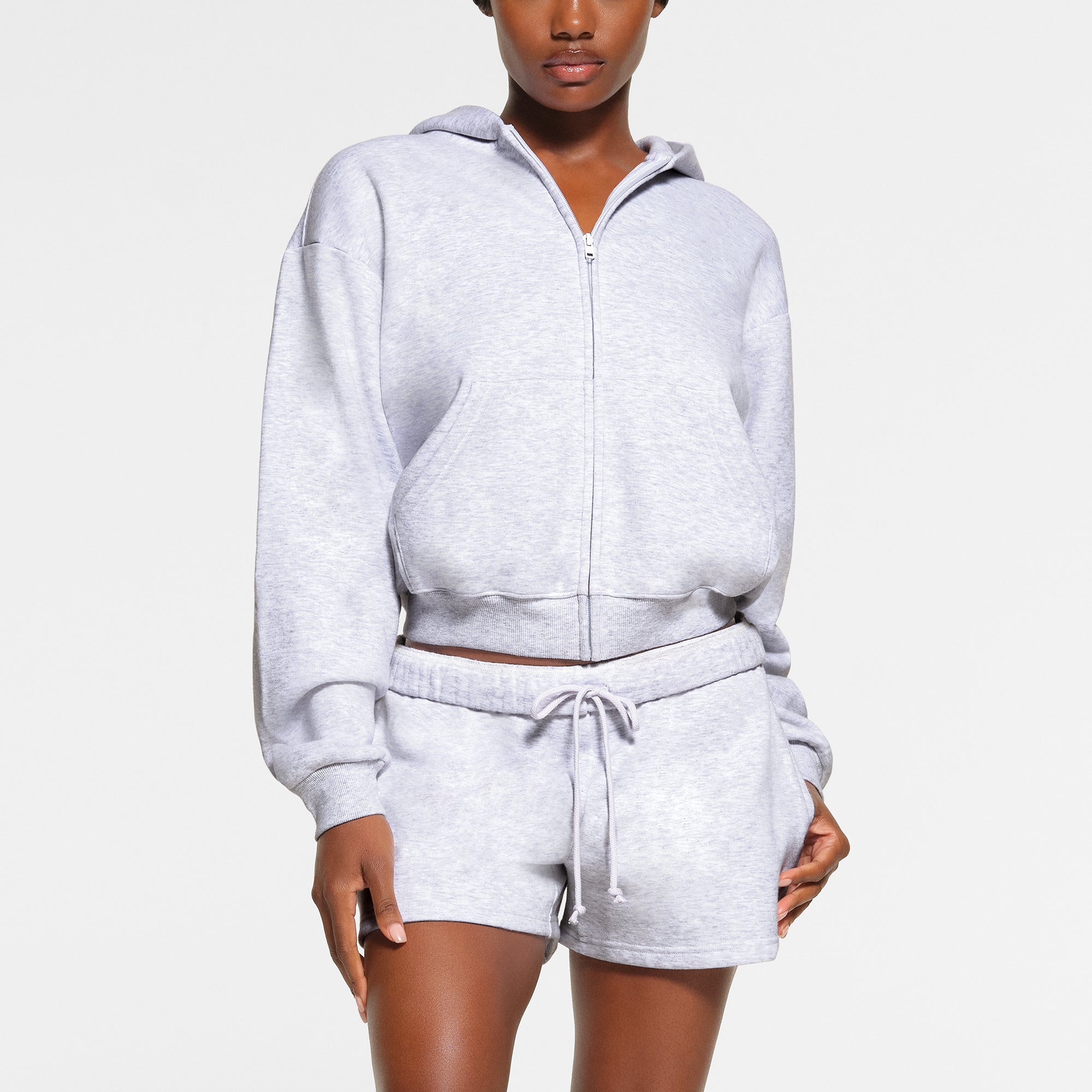 COTTON FLEECE CLASSIC ZIP UP HOODIE LIGHT HEATHER GREY