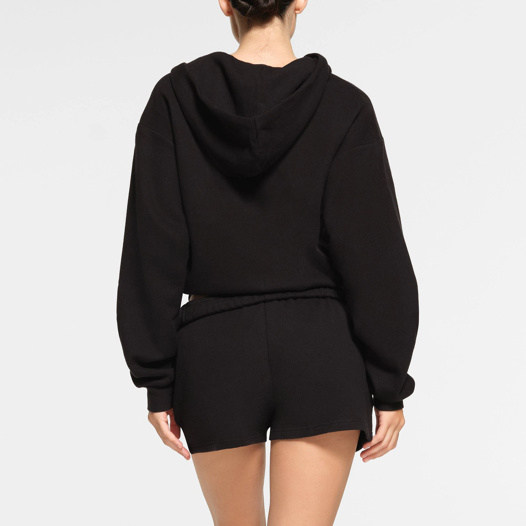 COTTON FLEECE CLASSIC ZIP UP HOODIE ON A MODEL BACK VIEW