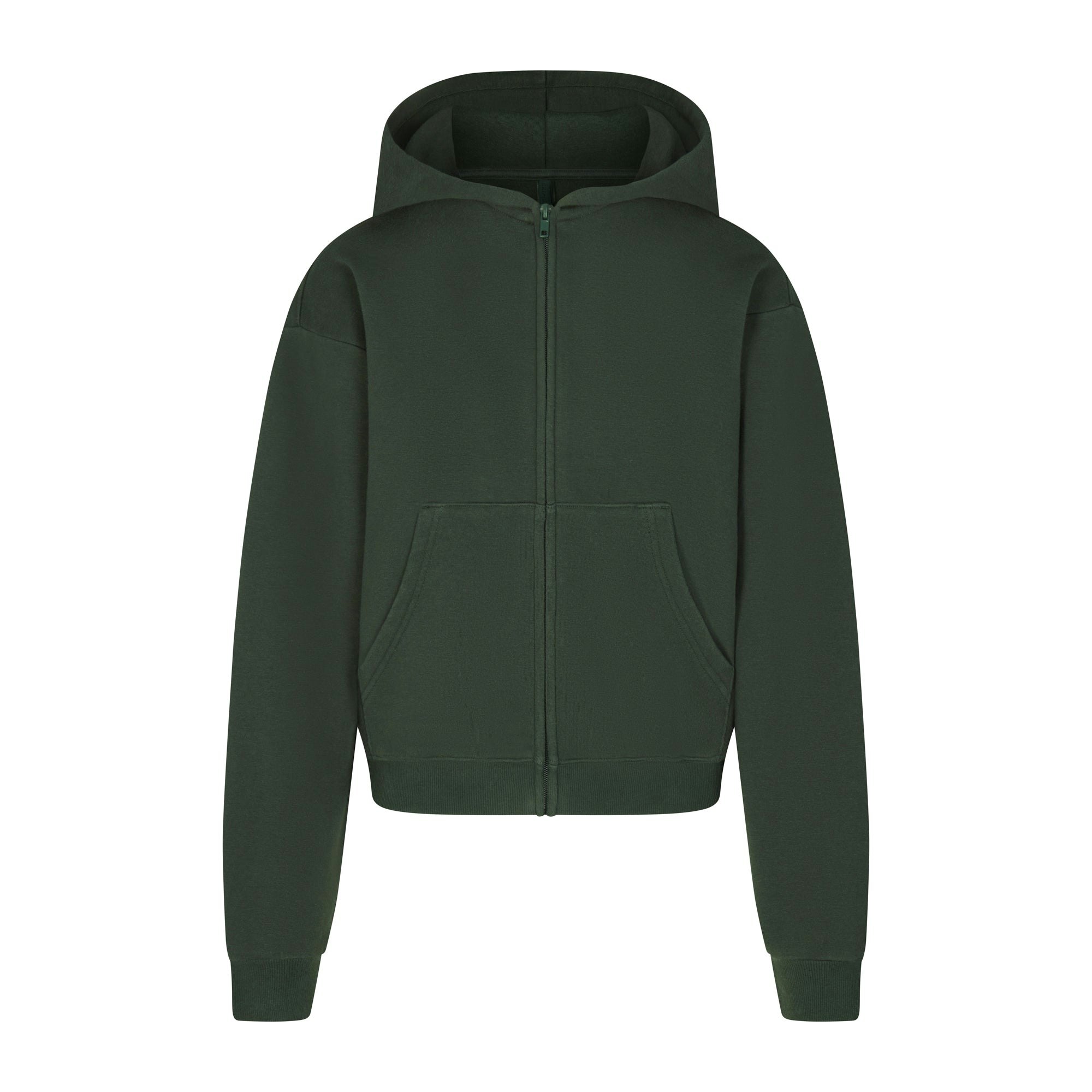 COTTON FLEECE CLASSIC ZIP UP HOODIE | SPRUCE (ZIP UPS, TOPS) LAYS FLAT ON A WHITE BACKGROUND | FLT
