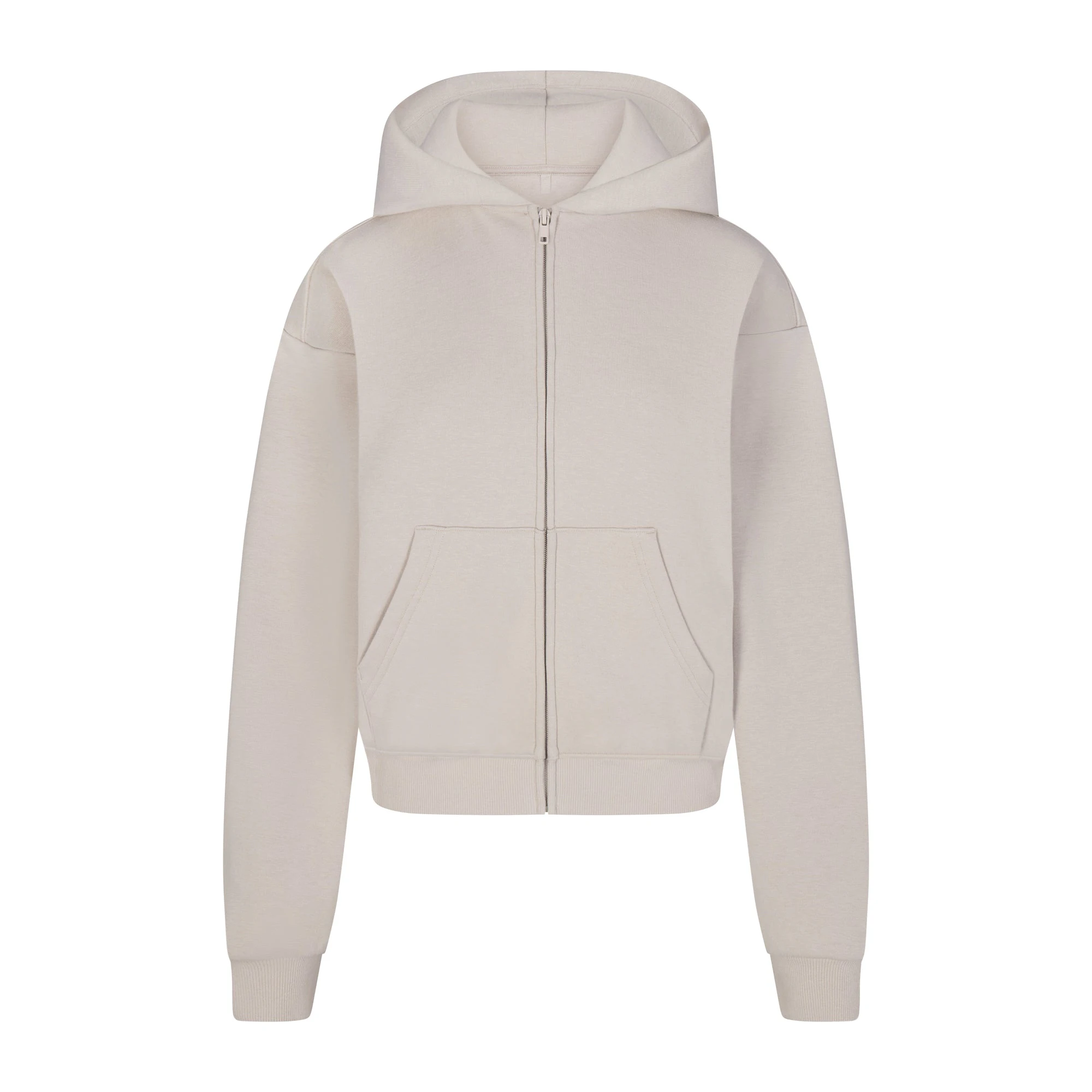 COTTON FLEECE CLASSIC ZIP UP HOODIE | STONE (ZIP UPS) ON A WHITE BACKGROUND