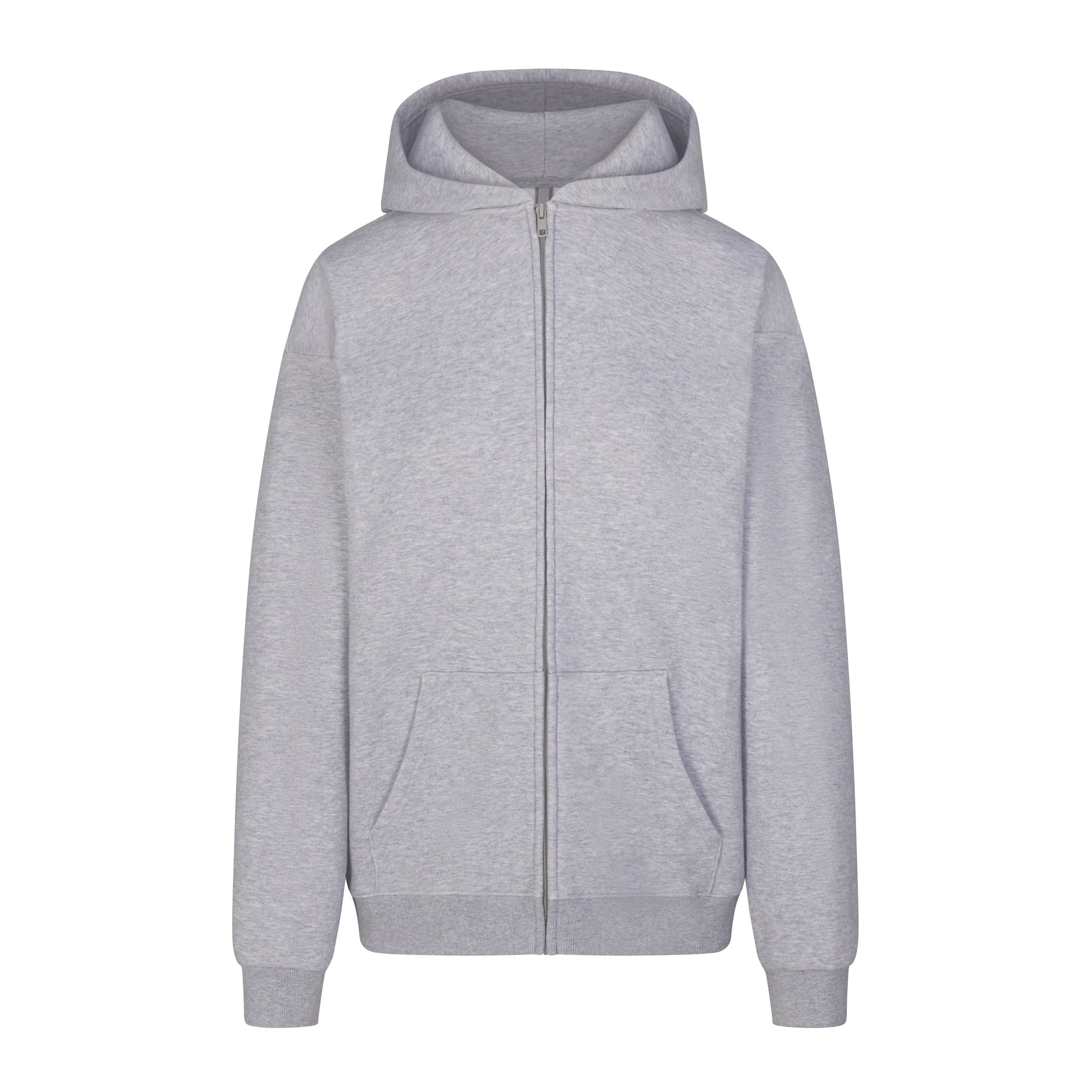 COTTON FLEECE OVERSIZED ZIP UP HOODIE HEATHER GREY