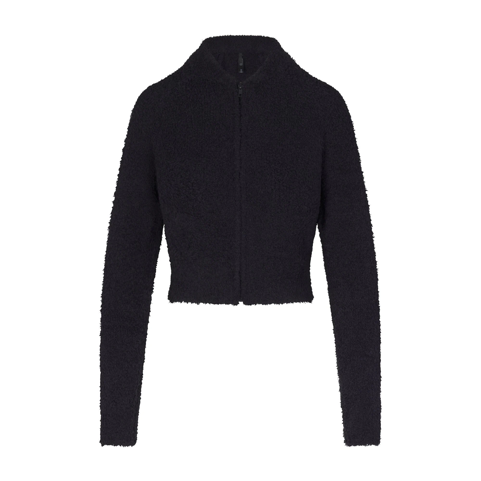 COZY KNIT ZIP UP | ONYX (ZIP UPS, TOPS) LAYS FLAT ON A WHITE BACKGROUND | FLT