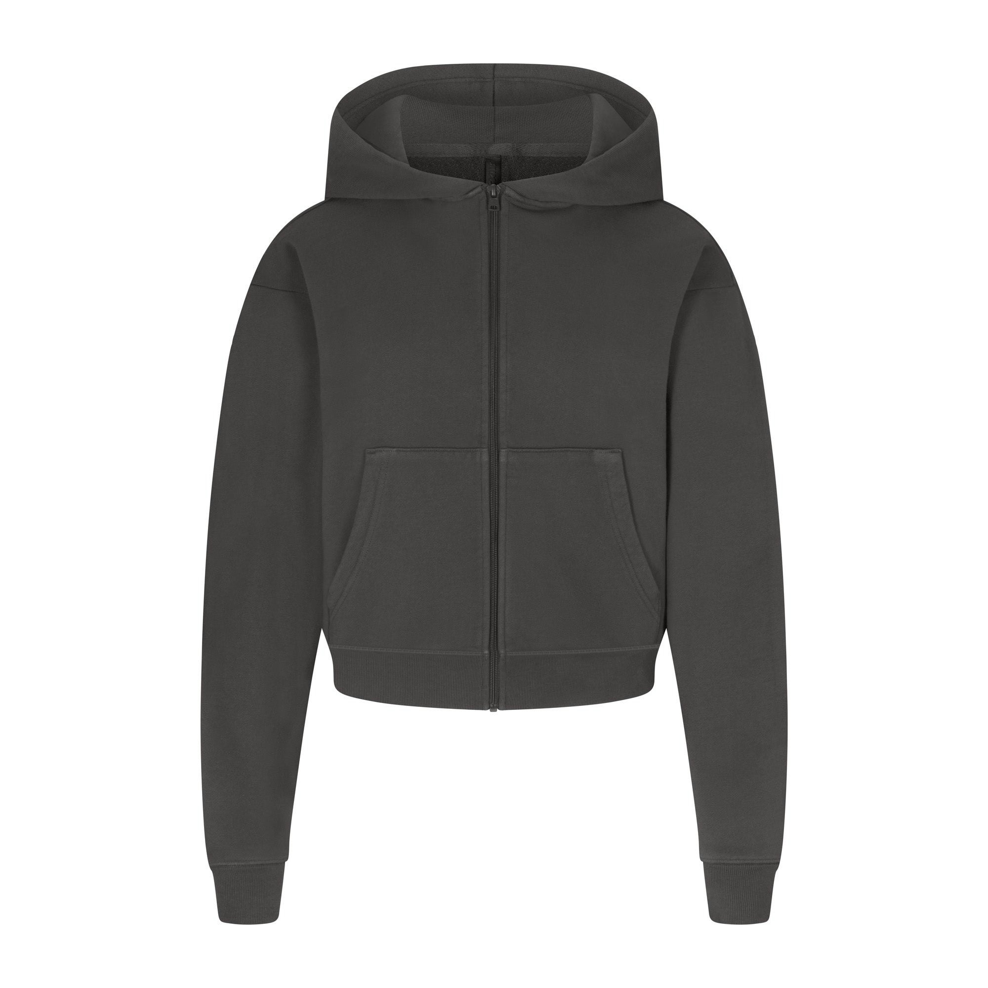FRENCH TERRY CLASSIC ZIP UP HOODIE | ASH (HOODIES, TOPS) LAYS FLAT ON A WHITE BACKGROUND | FLT
