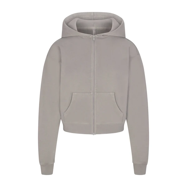 FRENCH TERRY CLASSIC ZIP UP HOODIE | SMOKE (HOODIES, TOPS) LAYS FLAT ON A WHITE BACKGROUND | FLT