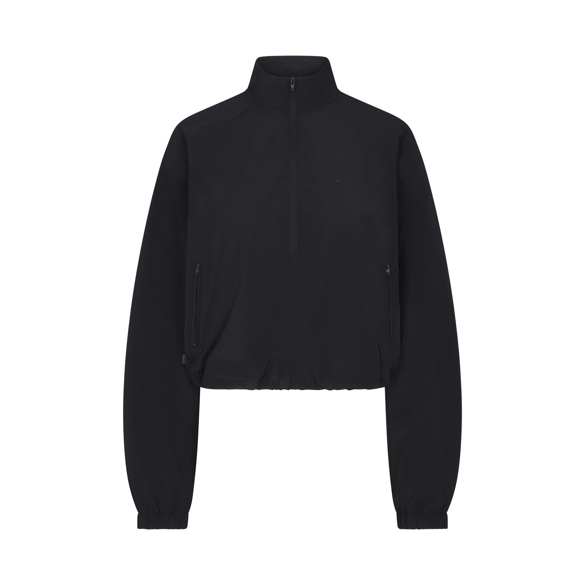 NikeSKIMS WOVEN NYLON HALF ZIP JACKET | OBSIDIAN FLAT ON A WHITE BACKGROUND | FLT