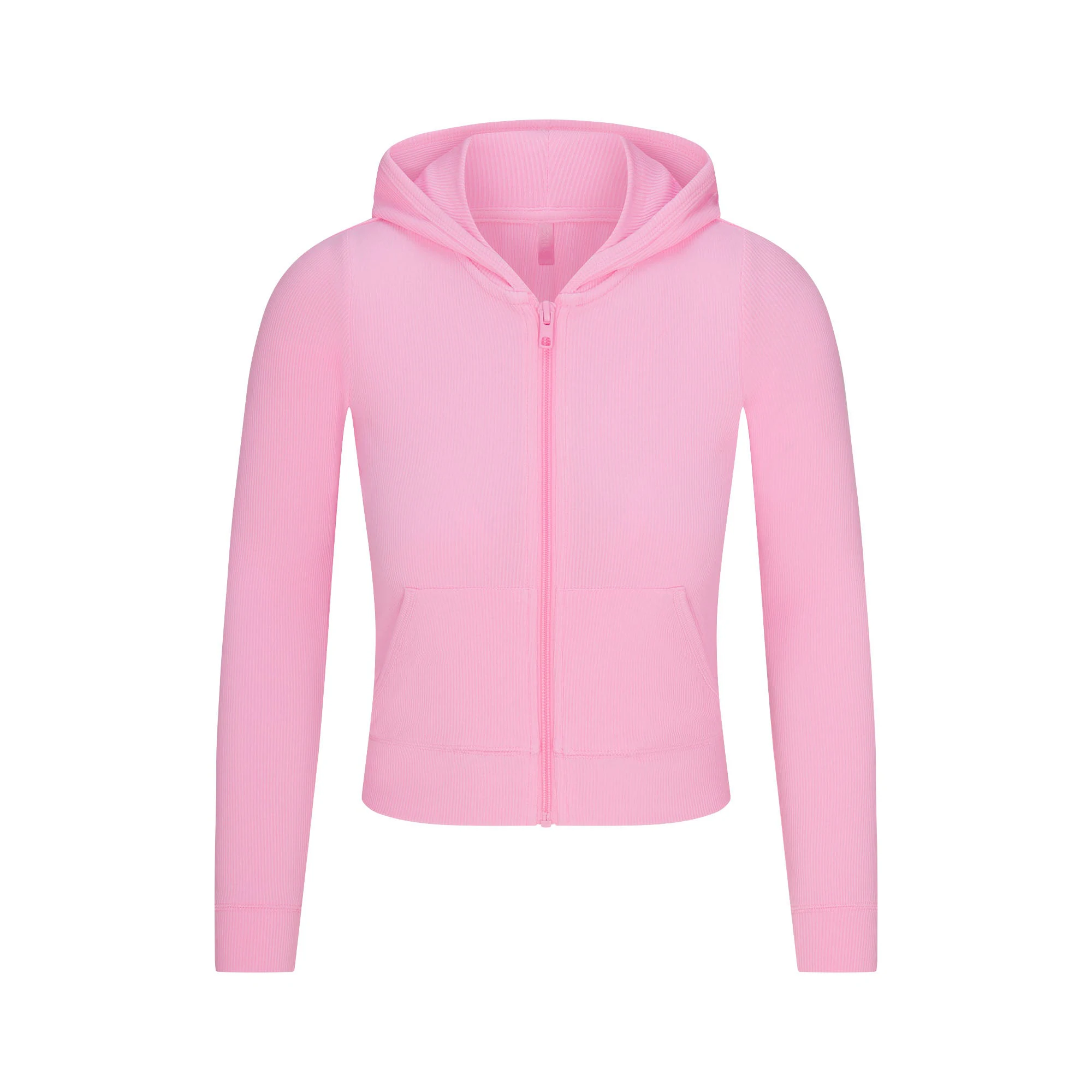 SOFT LOUNGE ZIP UP HOODIE | BUBBLE GUM FLAT ON A WHITE BACKGROUND | FLT