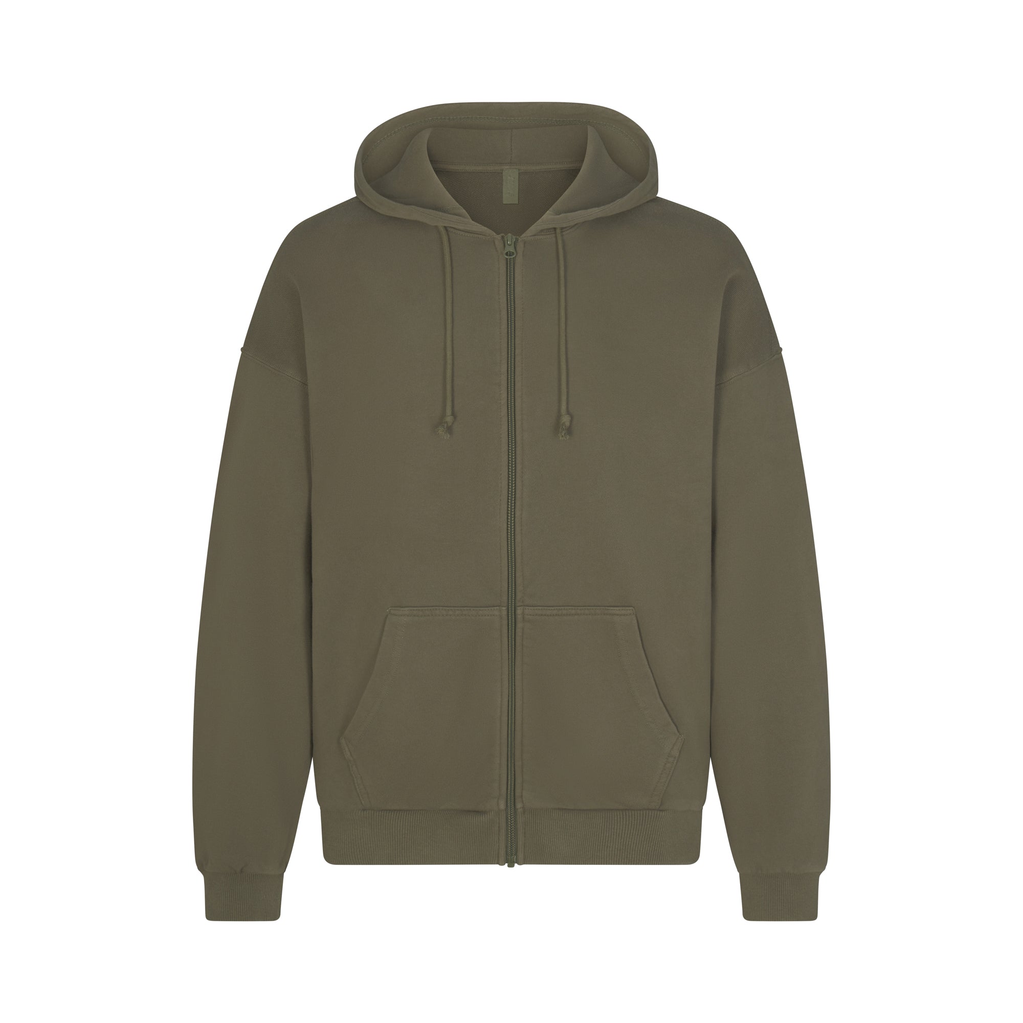 TERRY MENS RELAXED ZIP UP HOODIE MILITARY XS