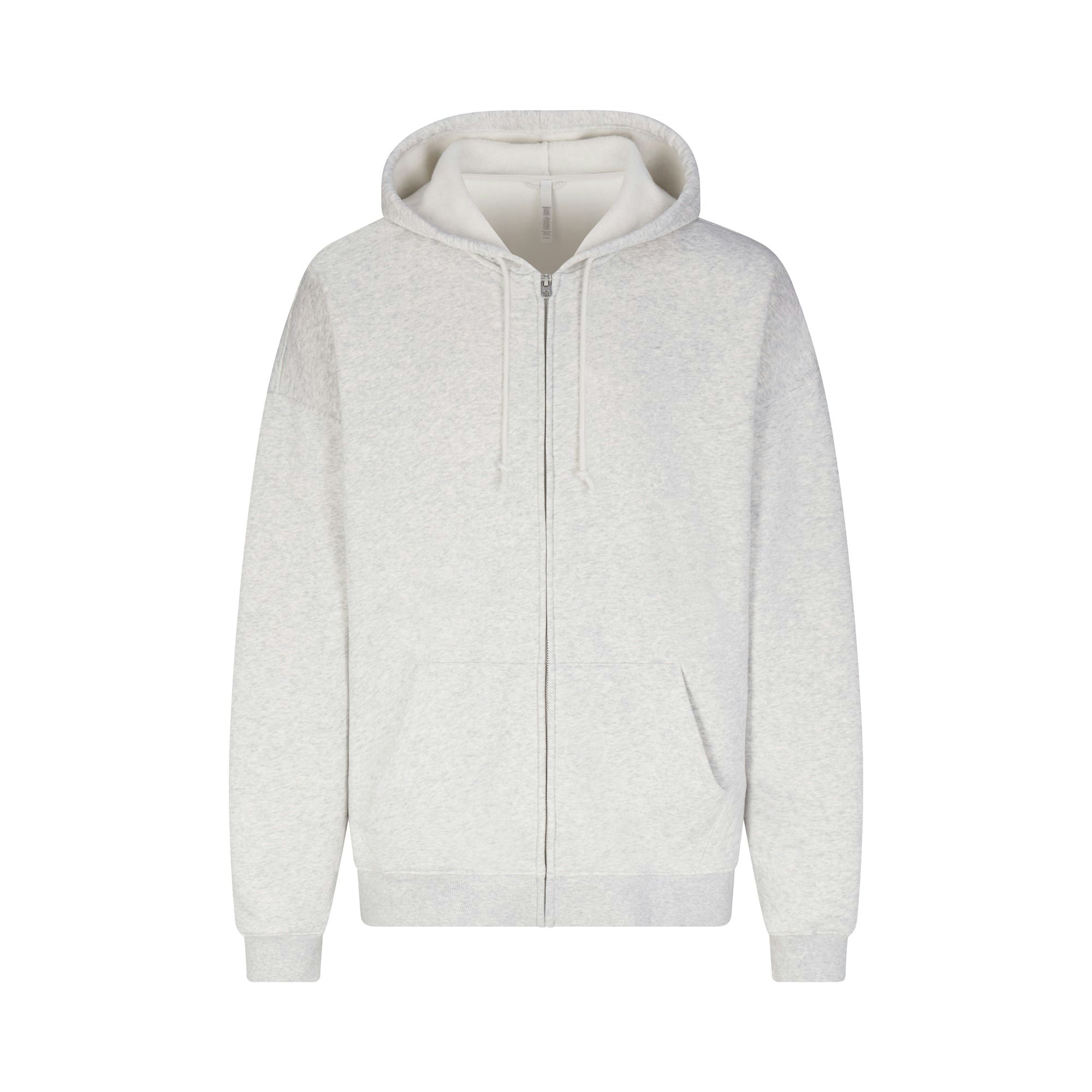 FLEECE LOUNGE MENS OVERSIZED ZIP UP HOODIE | LIGHT HEATHER GREY (MENS HOODIES, MENS TOPS) LAYS FLAT ON A WHITE BACKGROUND