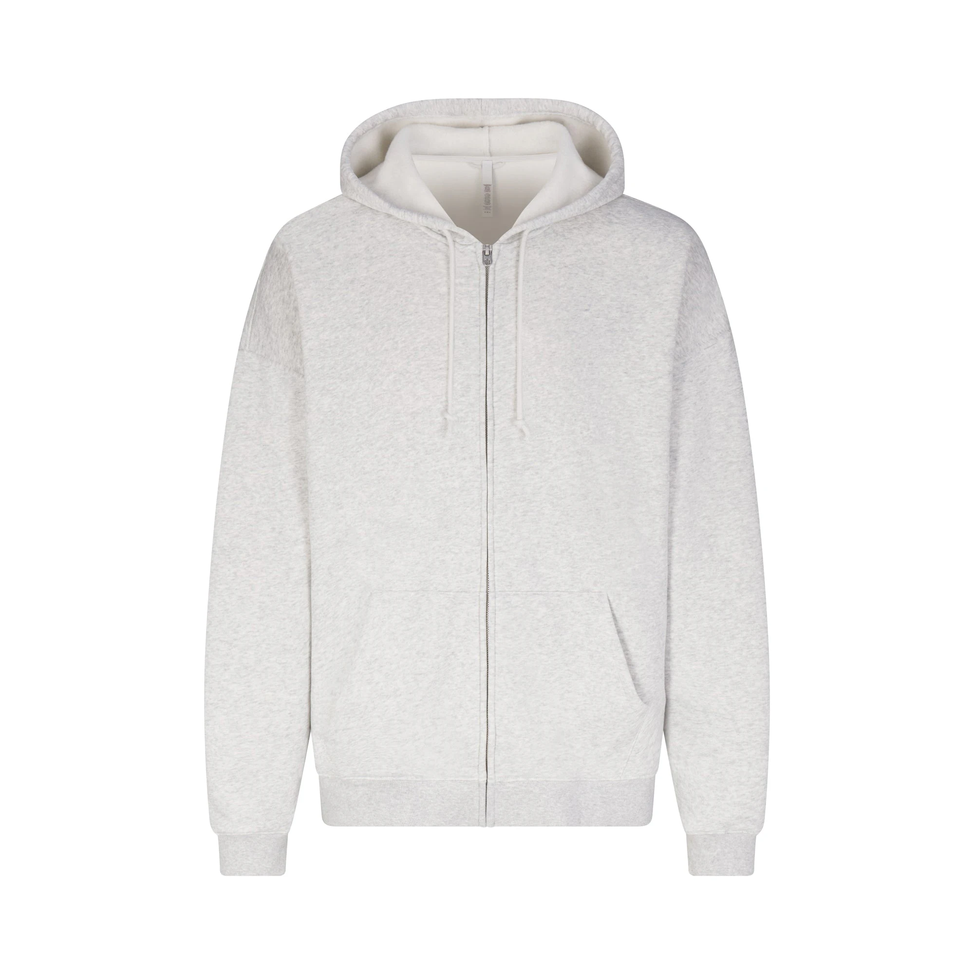 FLEECE LOUNGE MENS OVERSIZED ZIP UP HOODIE | LIGHT HEATHER GREY (MENS HOODIES, MENS TOPS) LAYS FLAT ON A WHITE BACKGROUND