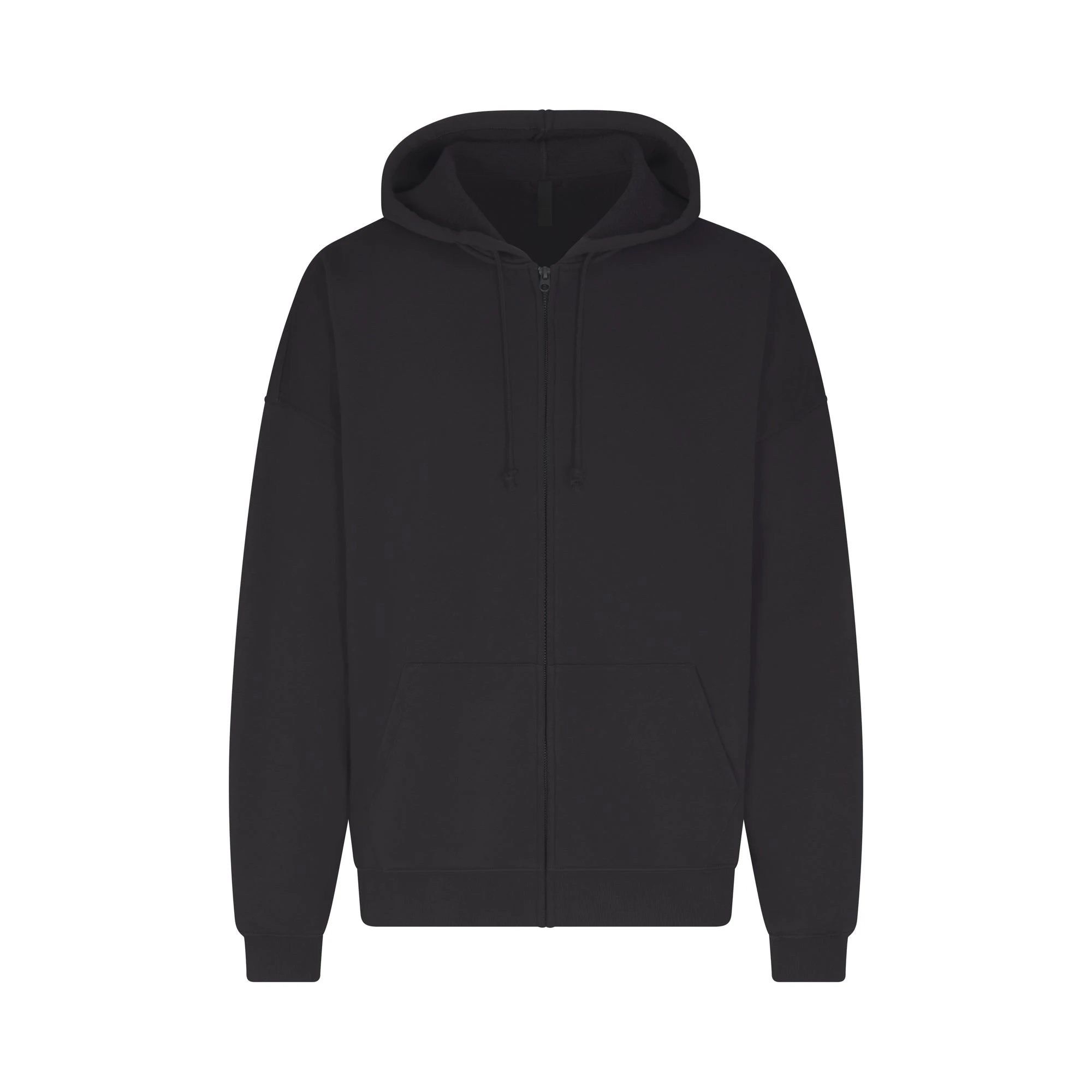 FLEECE LOUNGE MENS OVERSIZED ZIP UP HOODIE | WASHED ONYX (MENS HOODIES, MENS TOPS) LAYS FLAT ON A WHITE BACKGROUND