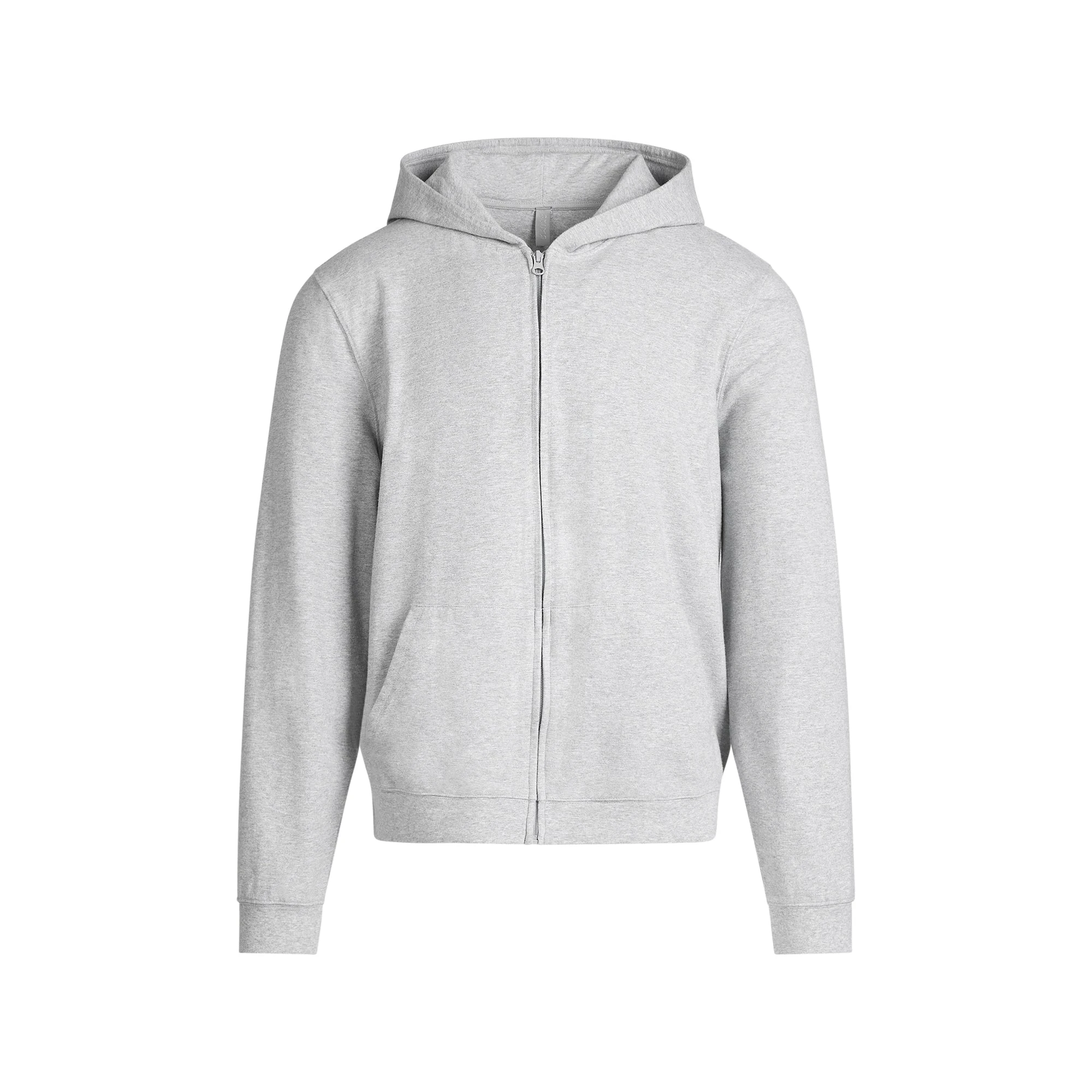 JERSEY LOUNGE MENS ZIP UP HOODIE | HEATHER GREY FLAT ON A WHITE BACKGROUND | FLT