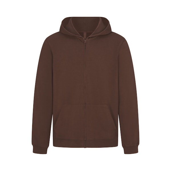 JERSEY LOUNGE MENS ZIP UP HOODIE | MUD (MENS HOODIES) FLAT ON A WHITE BACKGROUND | FLT